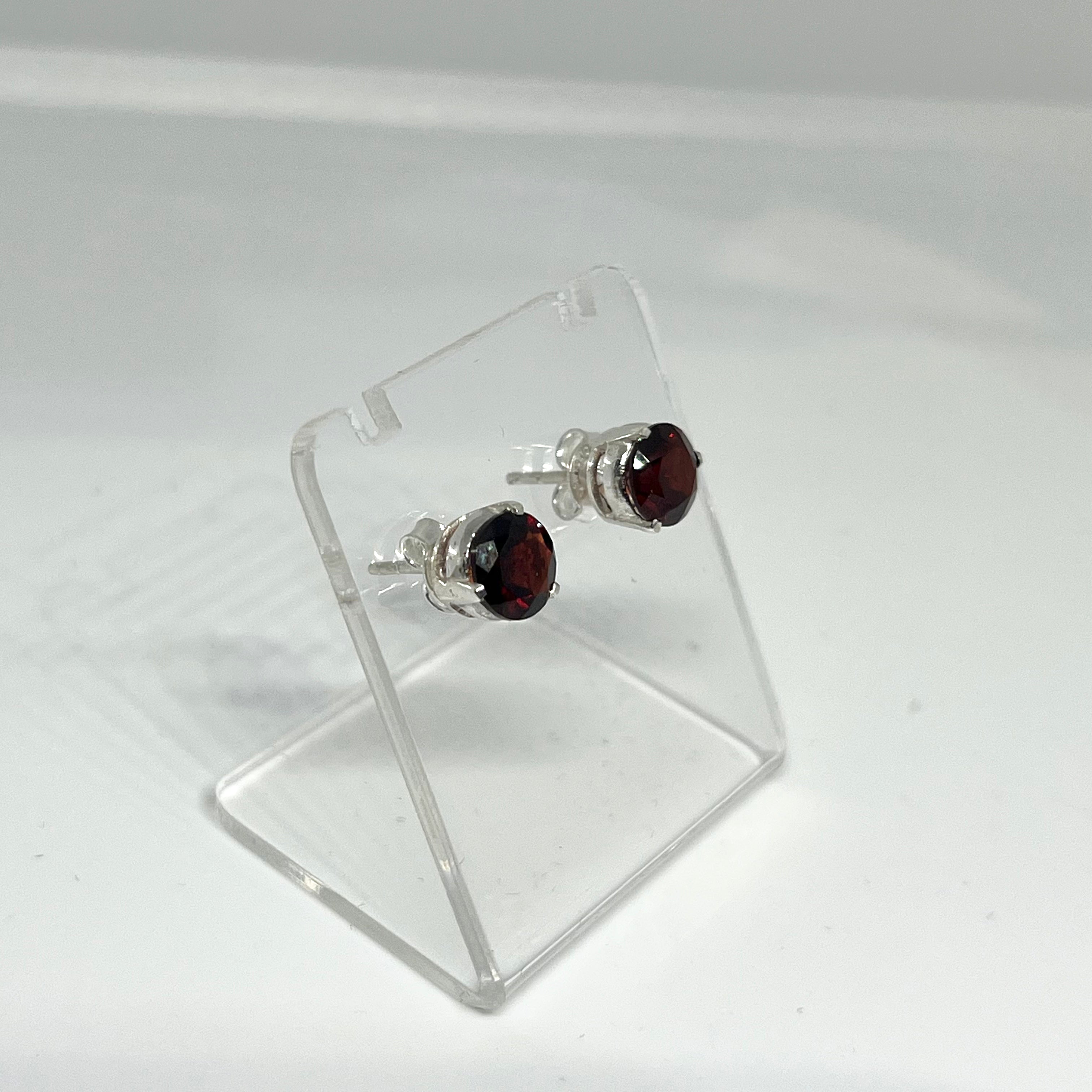 7mm Round Faceted Gemstone Stud Earrings - 3 Prong Set for Women (PSE006) | Perfect for Everyday Wear, Parties & Gifts