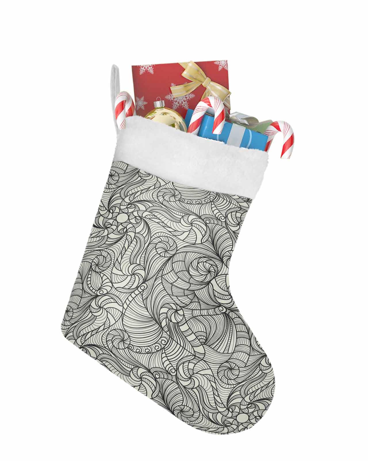 18x12 Inch Christmas Stocking Hanging Ornament - Xmas Tree Decoration, Fireplace Socks Pendant, Gift & Candy Holder for Holiday Parties | Abstract Art Design for Festive Home Decor