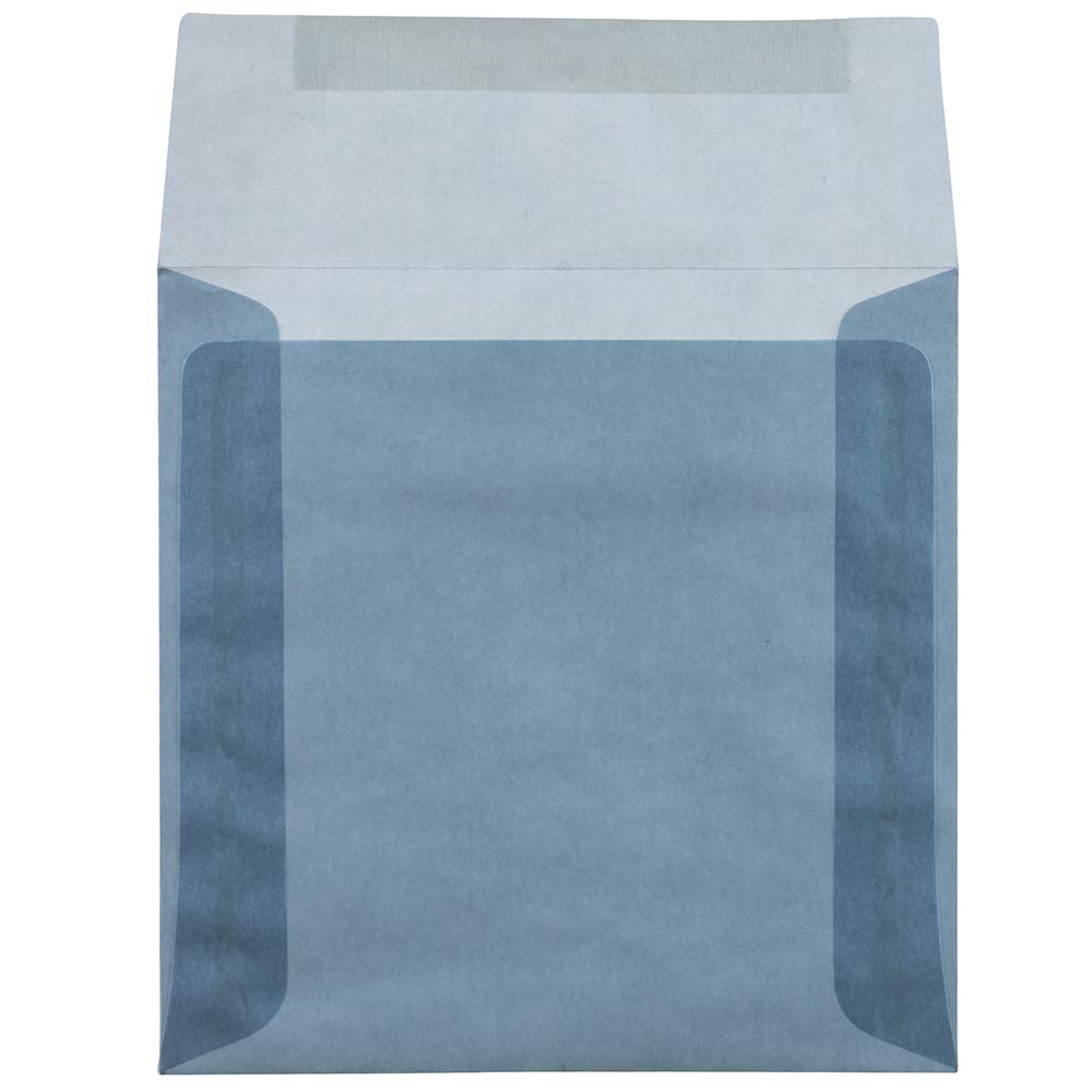 JAM PAPER 6.5 x 6.5 Inch Square Translucent Vellum Envelopes - Surf Blue - Bulk Pack of 250 - Perfect for Wedding Invitations, Greeting Cards, and Business Stationery