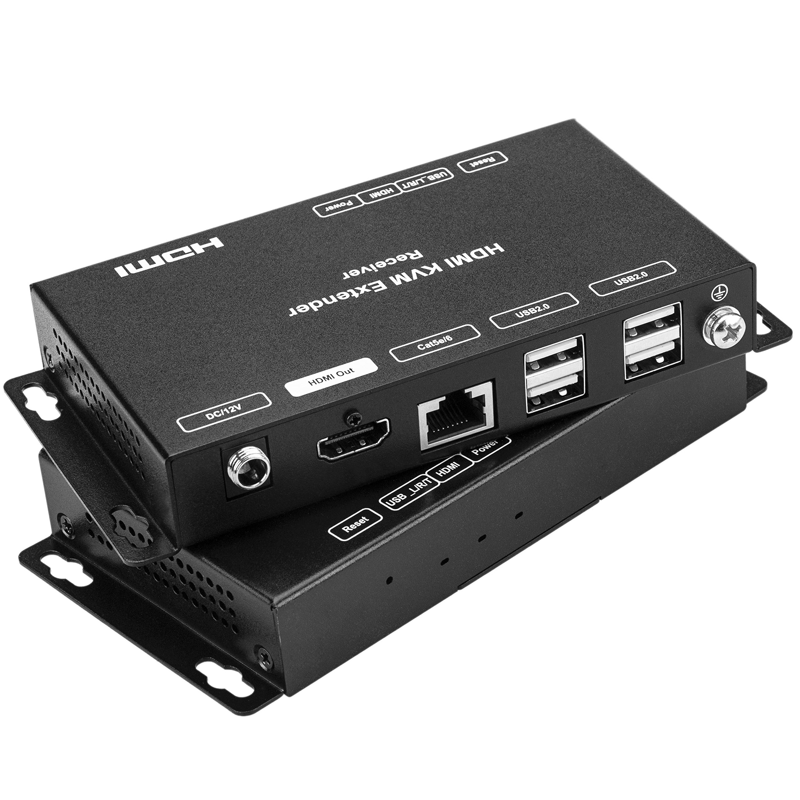 BeMatik HDMI Extender with Keyboard & Mouse Support - Full HD 1080p Over Cat5e/Cat6 Ethernet Cable - 60m Range (HB021) - Perfect for Home Theater, Gaming & Office Workstations