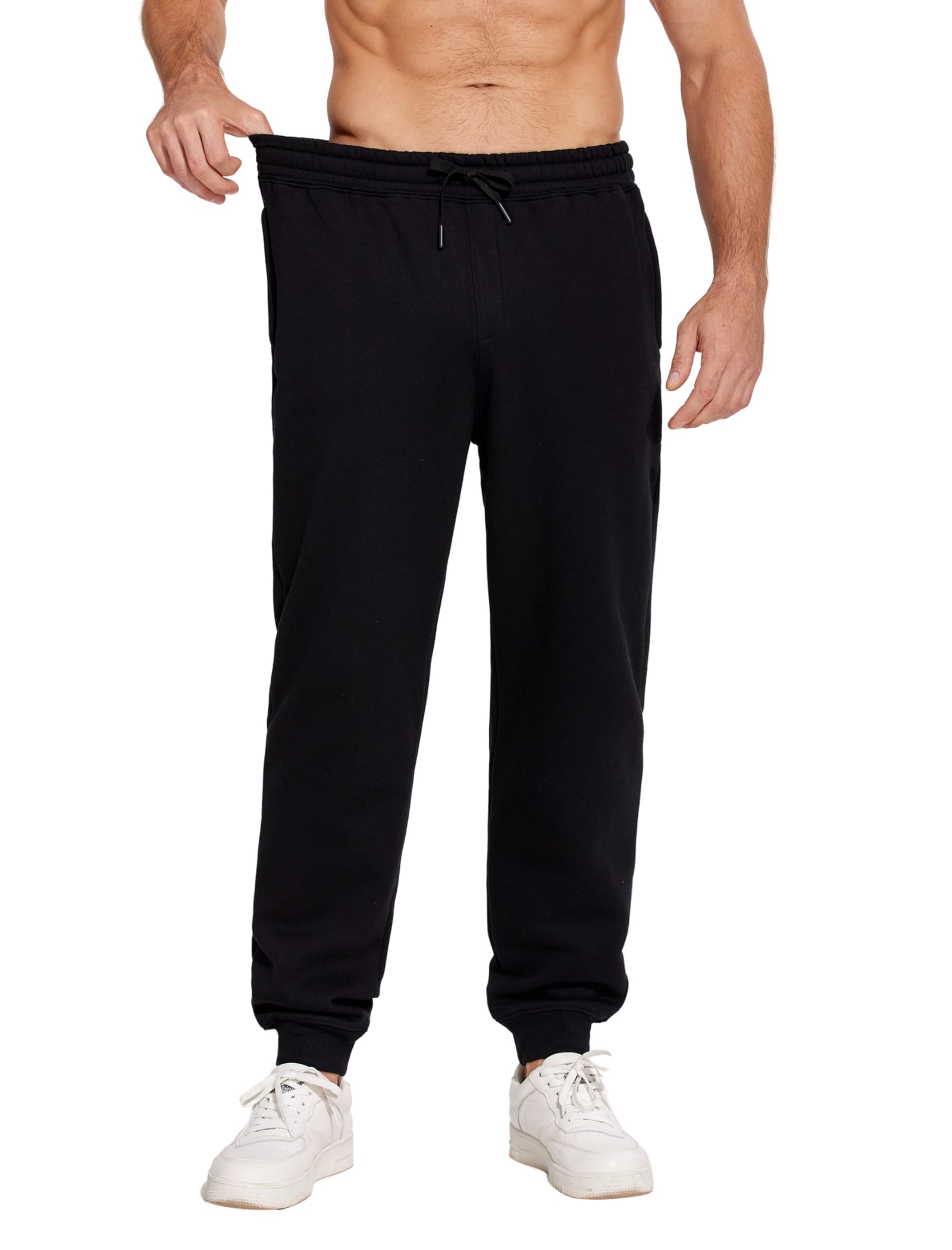 **PINSPARK Men's Fleece Jogger Sweatpants with Zipper Pockets - Cotton Comfort Winter Joggers for Running, Lounge & Travel**    *(Perfect for Gym, Casual Wear & Outdoor Activities - Warm & Stylish Men's Sweatpants)*