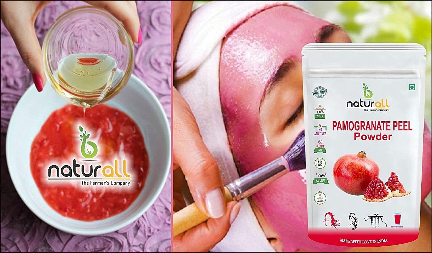 Pub Skin Care Combo Pack - 2 x 200g Pomegranate Peel Powder & Lemon Peel Powder (400g Total) for DIY Face Masks, Scrubs & Natural Skincare