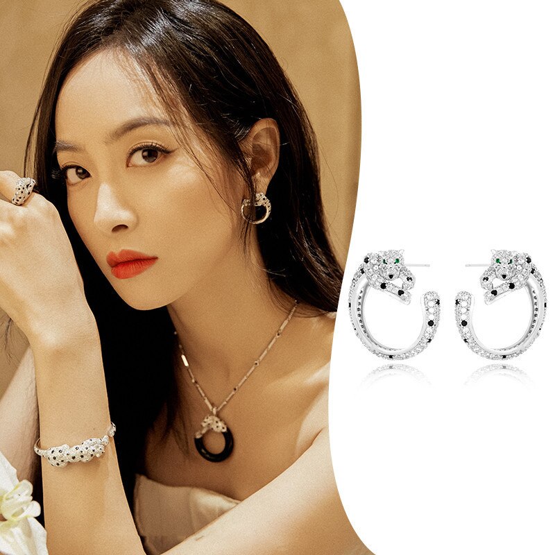 Stylish Cubic Zirconia Leopard Stud Earrings for Women - Sparkling Crystal Animal Print Fashion Jewelry - Perfect for Parties, Birthdays & Everyday Wear