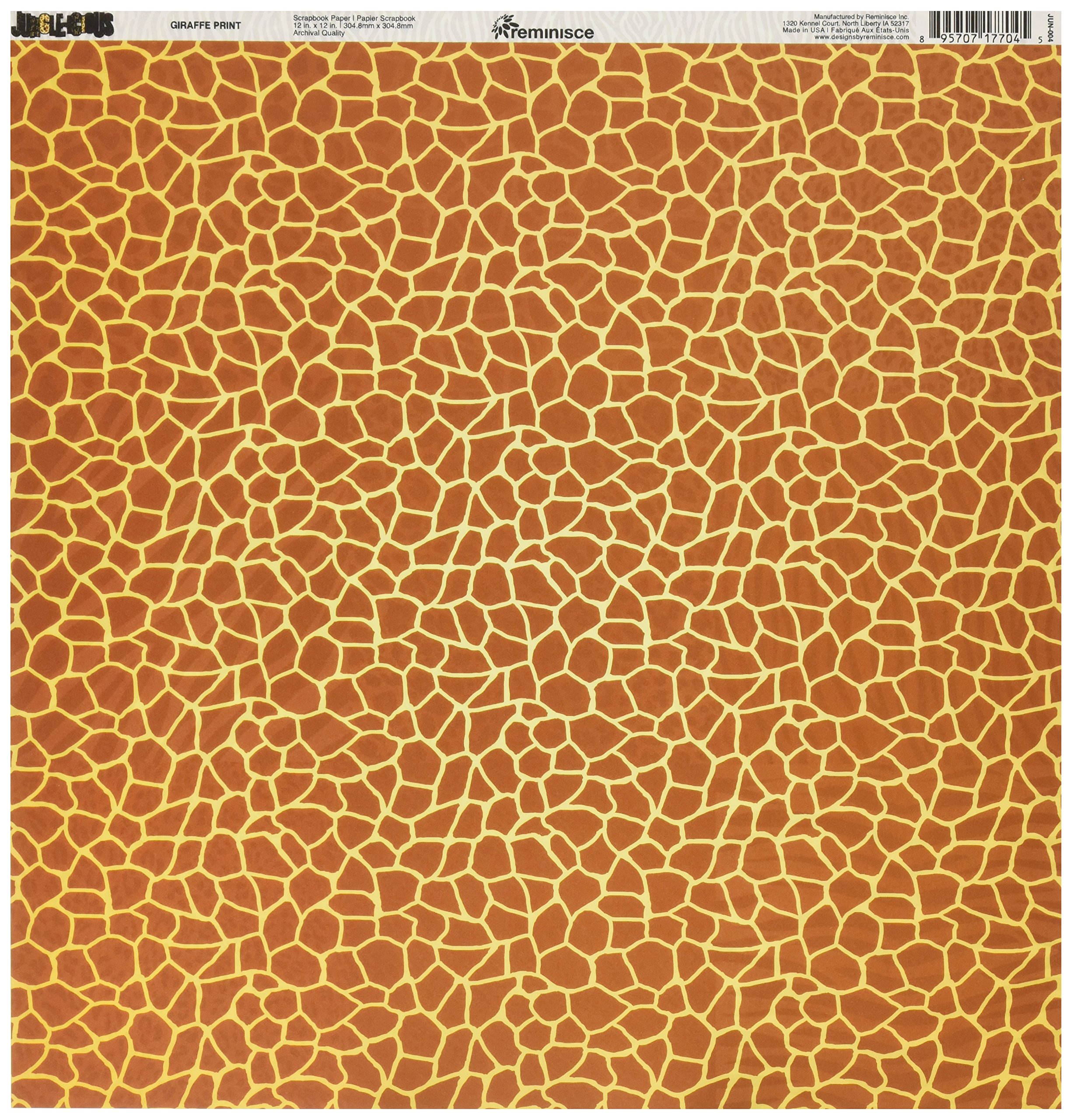 Reminisce Jungle-icious 12x12 Inch Double Sided Scrapbook Paper with Giraffe Print - Perfect for Scrapbooking, Card Making, and DIY Craft Projects