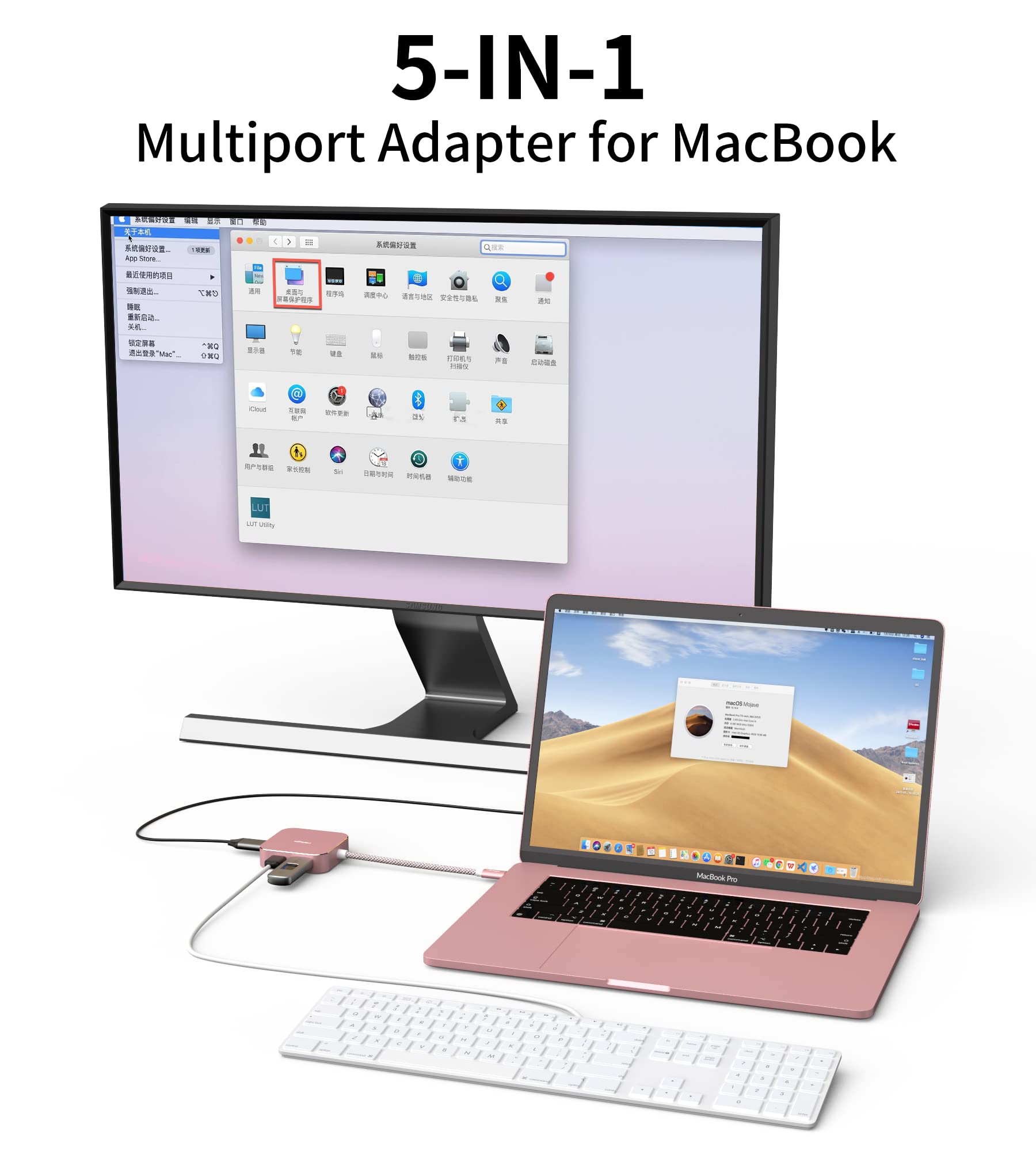 Fairikabe 5-in-1 USB C to HDMI Multiport Adapter with 4K HDMI, Power Delivery, 3 USB 3.0 Ports & 1.5FT Cable - Compatible with MacBook Air/Pro & USB-C DP Alt Mode Devices - Perfect for Home Office, Video Conferencing & Multi-Screen Setups