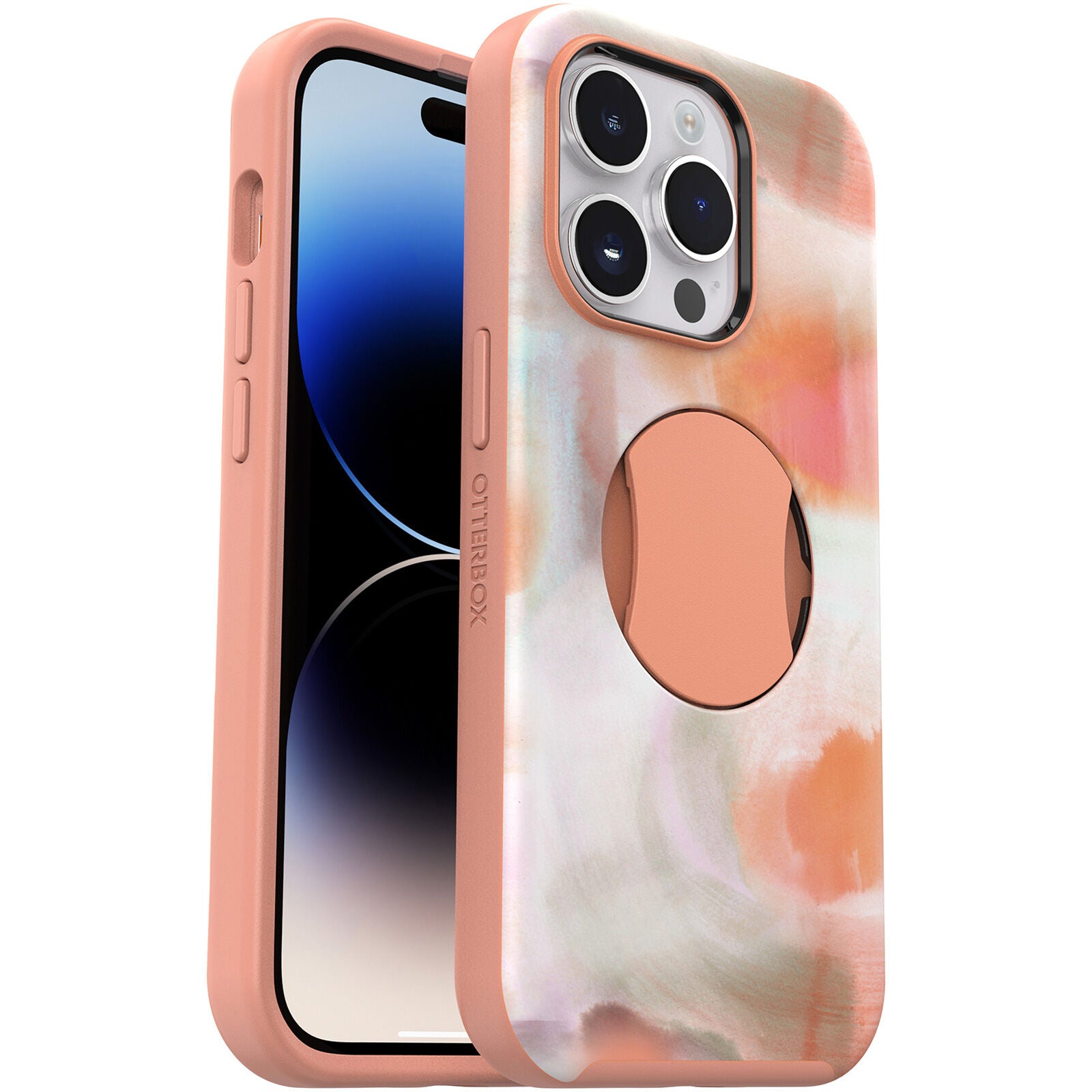 iPhone 14 Pro Case - OtterBox Symmetry Series with OtterGrip Technology | Shockproof & Slim Protective Cover | Orange (Peaches) Color | Perfect for Daily Use, Outdoor Activities & Travel Protection