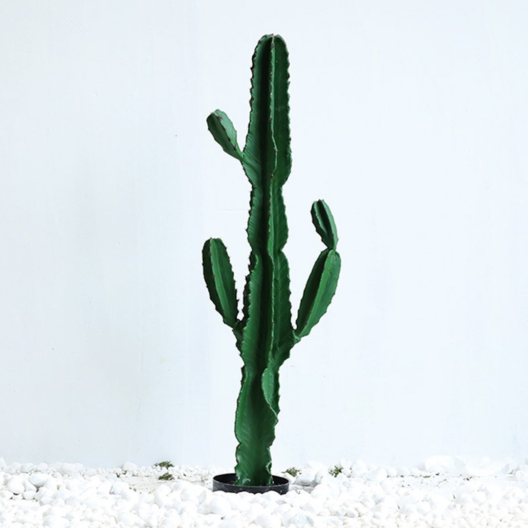 2 Pack 120cm Green Artificial Cactus Plants - Fake Indoor Cactus Tree with 6 Heads, Realistic Simulation Home Office Decor for Living Room, Bedroom, Desk & Wedding Decorations