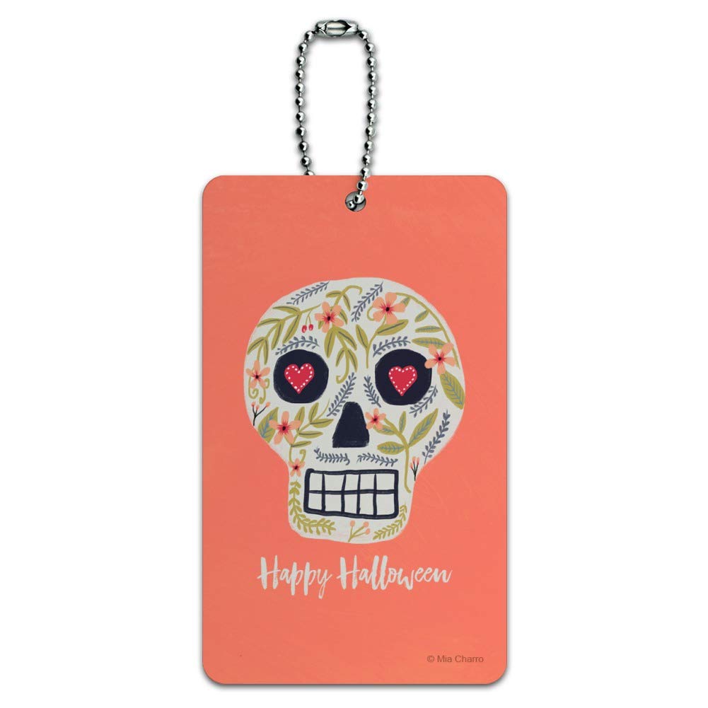 Halloween Luggage Tag - Floral Skull Design Carry-On ID Tag for Suitcases & Travel Bags | Perfect for Halloween Travel, Cosplay Events & Themed Vacations