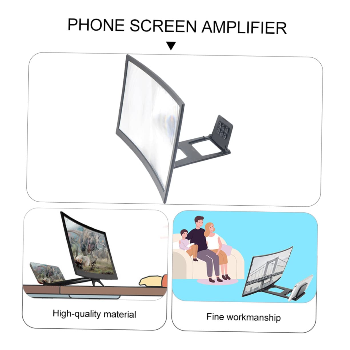 Uonlytech Universal Phone Screen Magnifier & Amplifier - ABS Shell Cell Phone Stand with Enlarged View for Enhanced Reading, Watching, and Gaming Experience