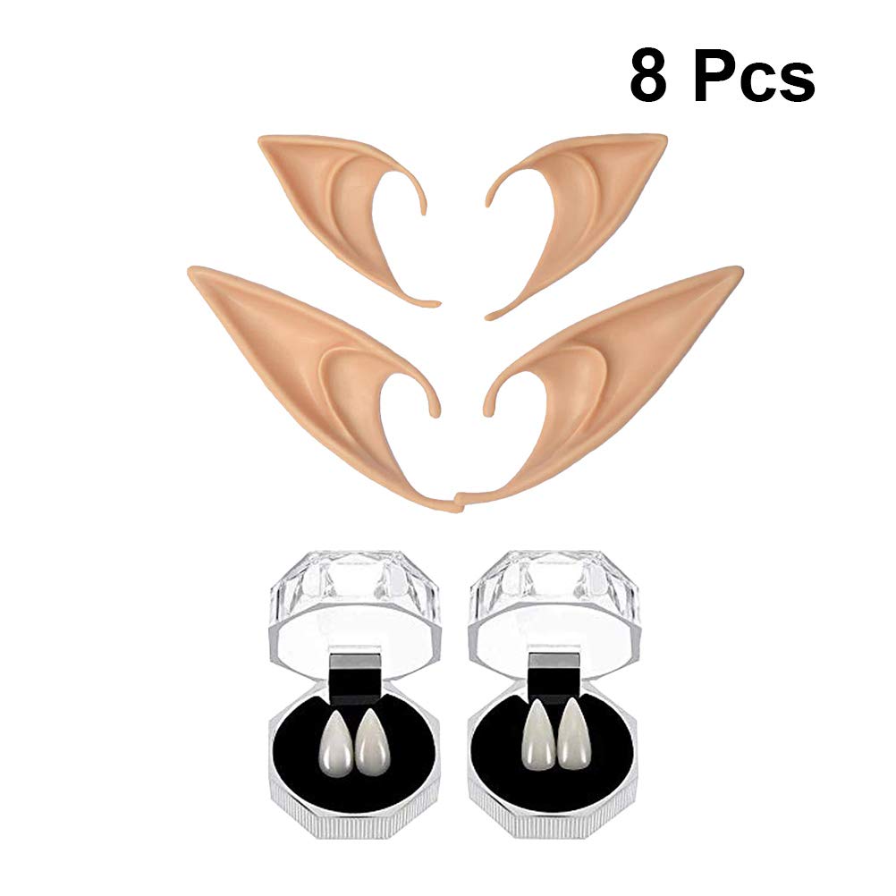 8Pcs Latex Vampire Teeth for Halloween Party, Anime Cosplay, Costume Props - Scary Costume Accessories for Halloween, Cosplay Events & Themed Parties