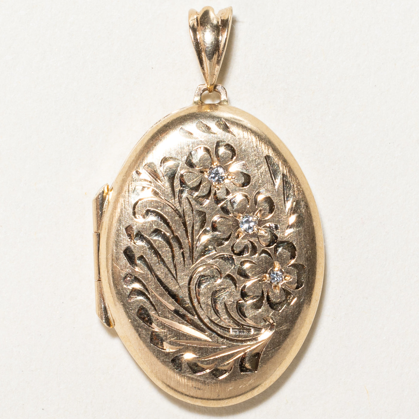 Diamond Floral Engraved Locket Pendant Necklace | 0.03ctw Genuine Diamond | Perfect for Valentine's Day, Anniversary & Wedding Gifts