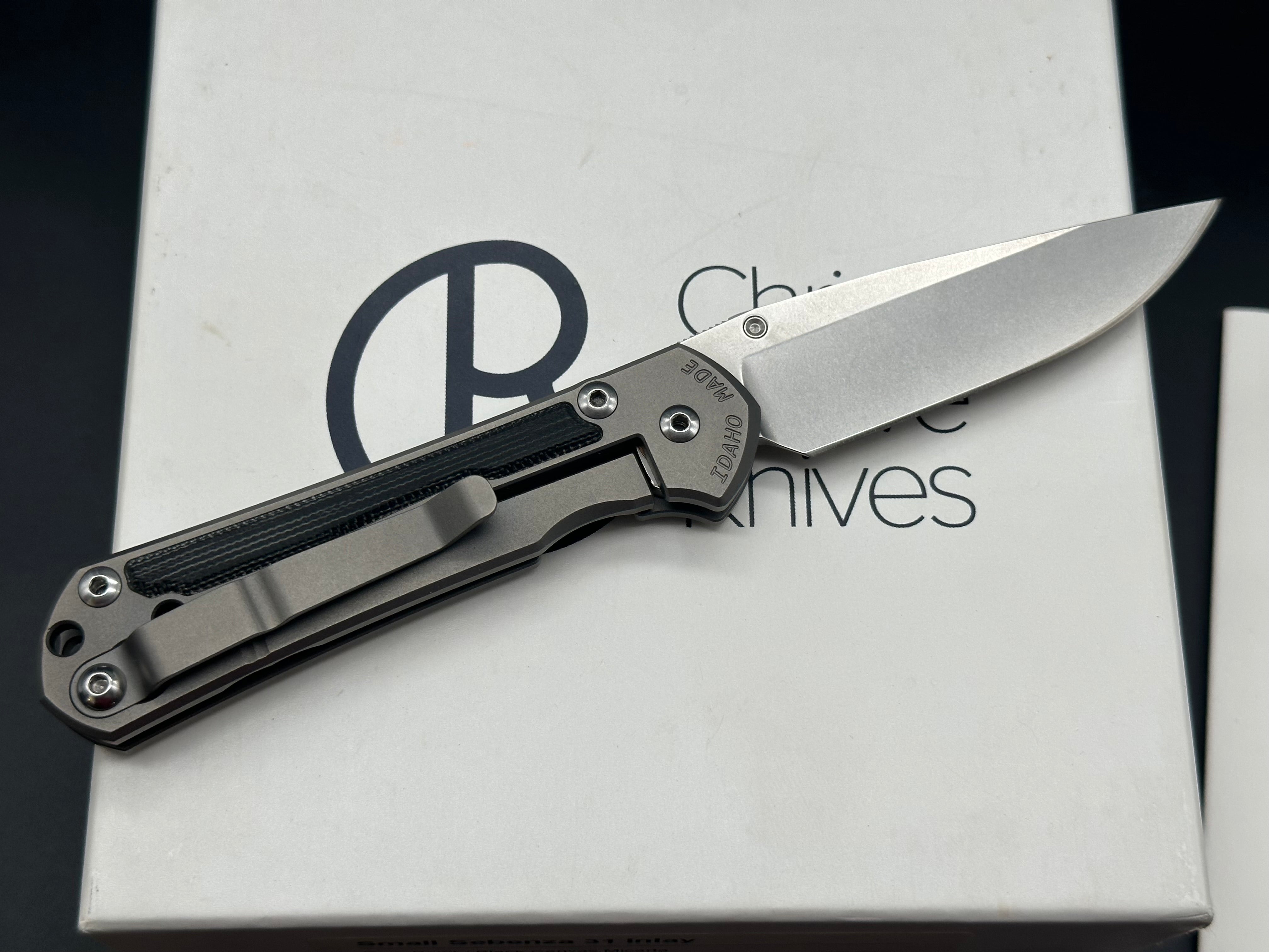 Chris Reeve Knives CRK Small Sebenza 31 Folding Pocket Knife - Black Canvas Micarta Handle, Drop Point Blade - EDC, Outdoor, Camping, Survival Gear