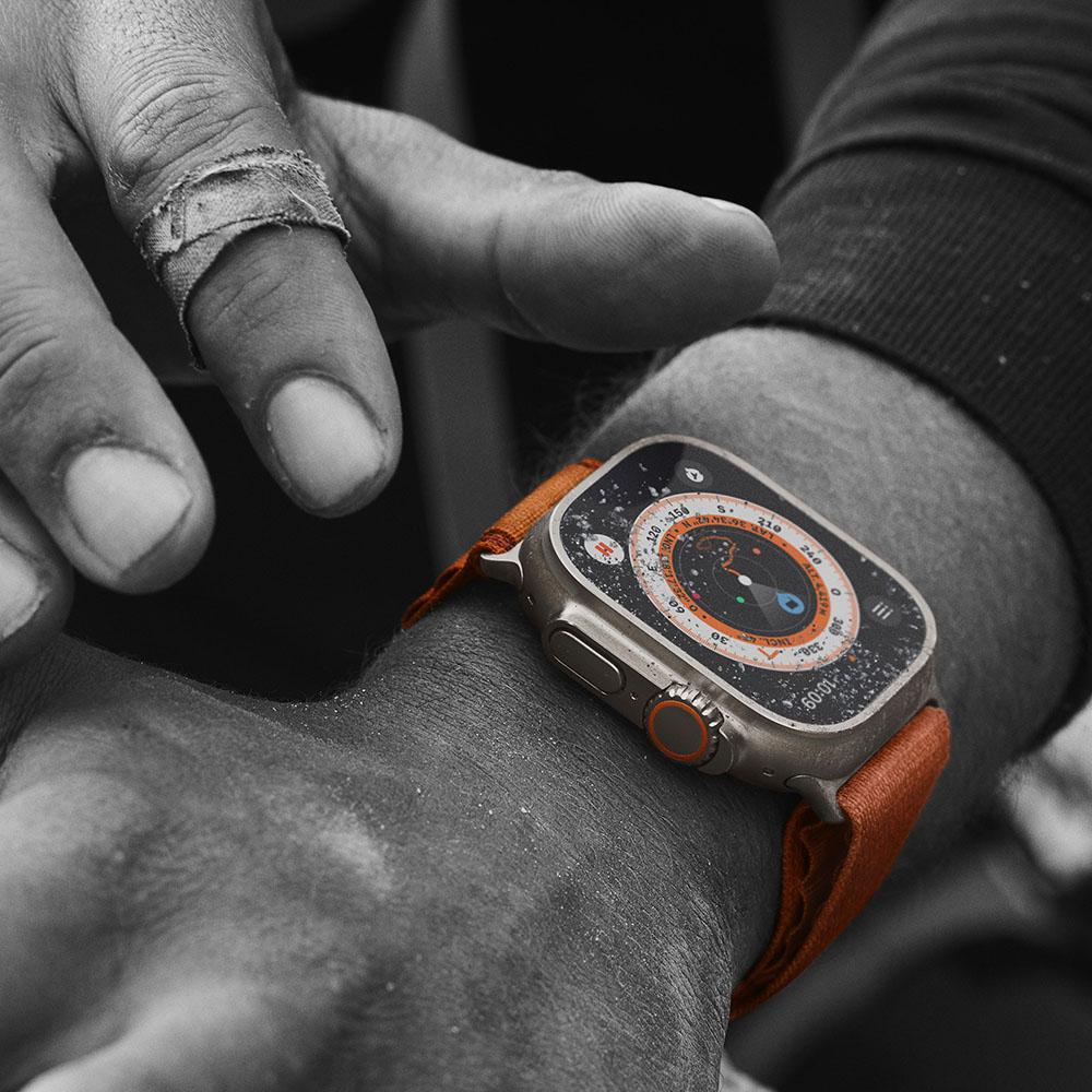 Apple Watch Ultra (GPS + Cellular) 49mm Titanium Case with Orange Alpine Loop Band - Size M - Perfect for Outdoor Adventures & Fitness Tracking
