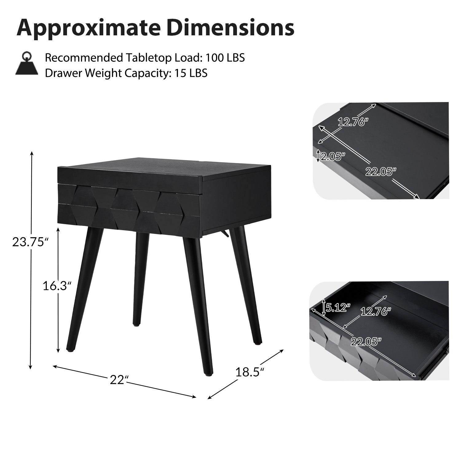 Vivian Mid-Century Modern Nightstand with USB Charging Station - Wooden Bedside Table with Drawer & Shelf - Perfect for Bedroom, Living Room, or Guest Room - Fast Charging & Stylish Storage Solution