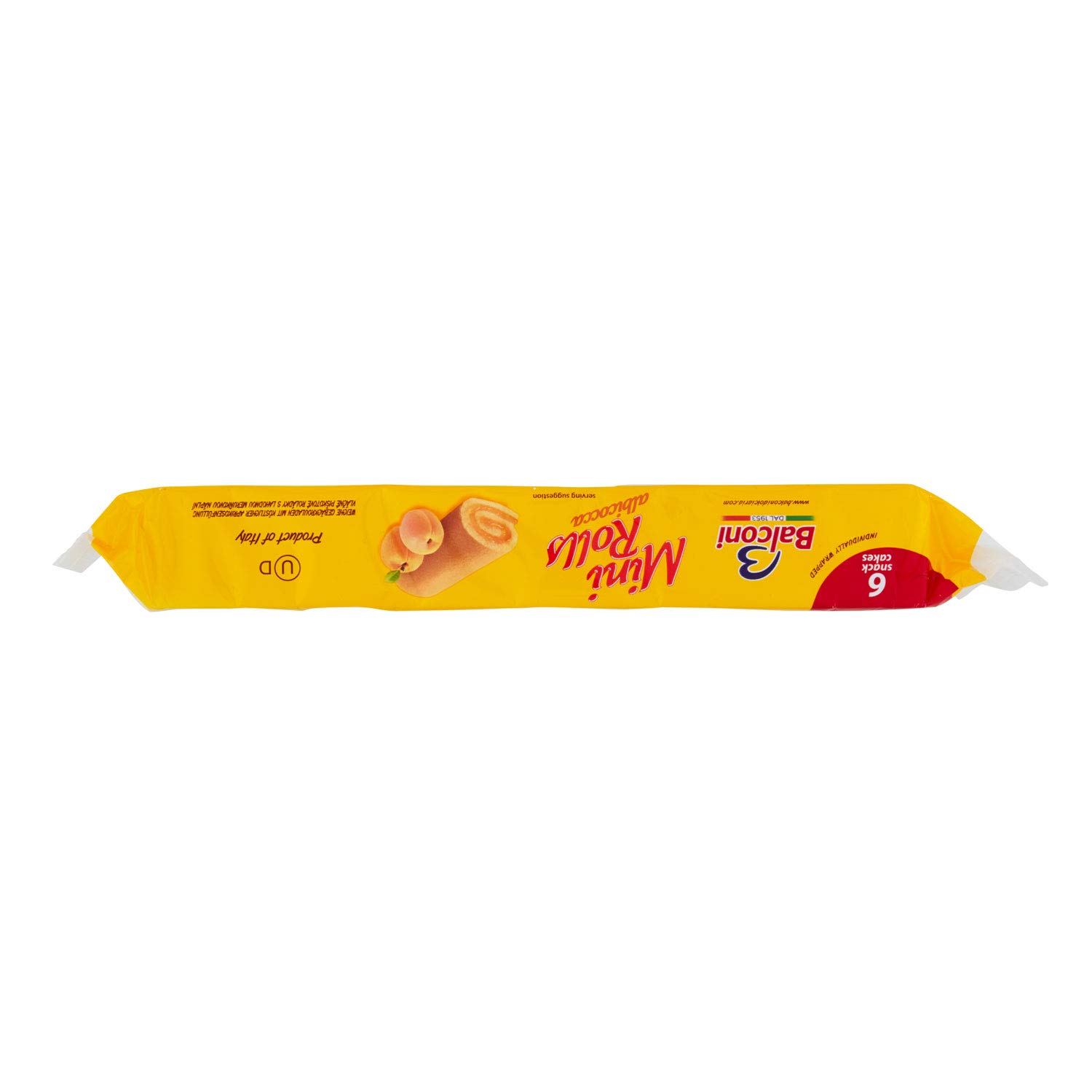 Balconi Mini Rolls Apricot - Delicious Italian Snack Cakes with Real Apricot Filling | Perfect for Breakfast, Snacks & Desserts | Imported from Italy