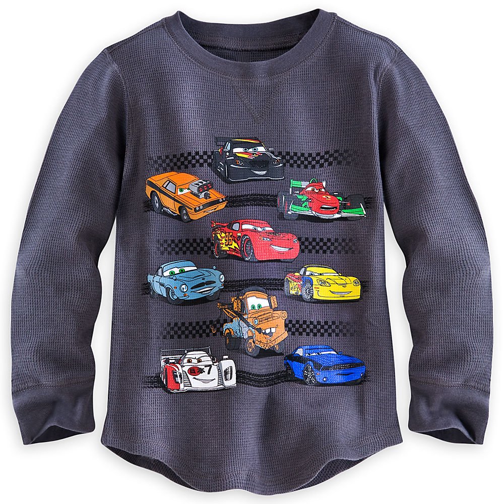 Disney Cars Lightning McQueen Long Sleeve Thermal Shirt for Boys 5-6 Years | Gray Cotton Tee | Winter Warm Kids Outfit & Christmas Gift