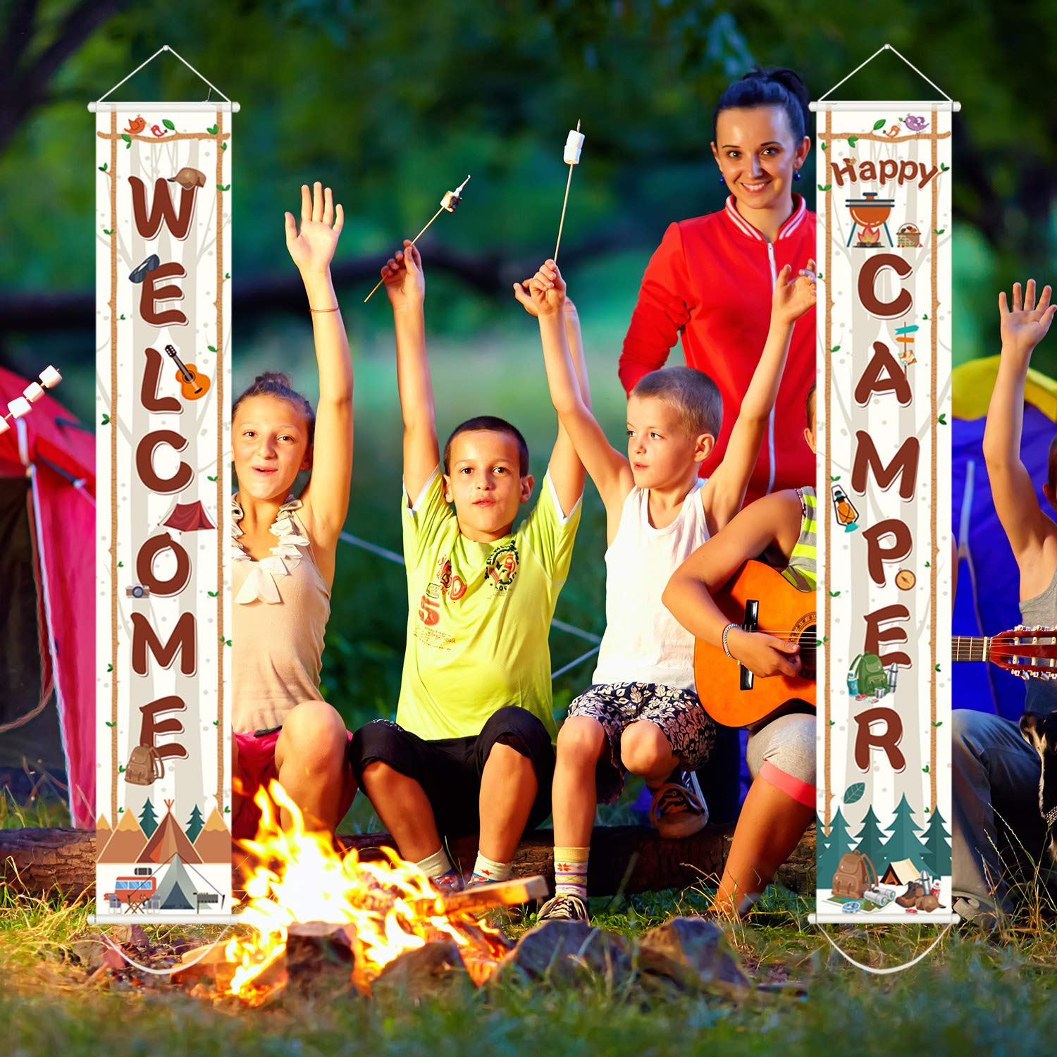 Camping Party Decorations - Welcome Banner & Sign for Camping Themed Birthday, Baby Shower | Perfect for Outdoor Events, Backyard Celebrations & Camping Adventures