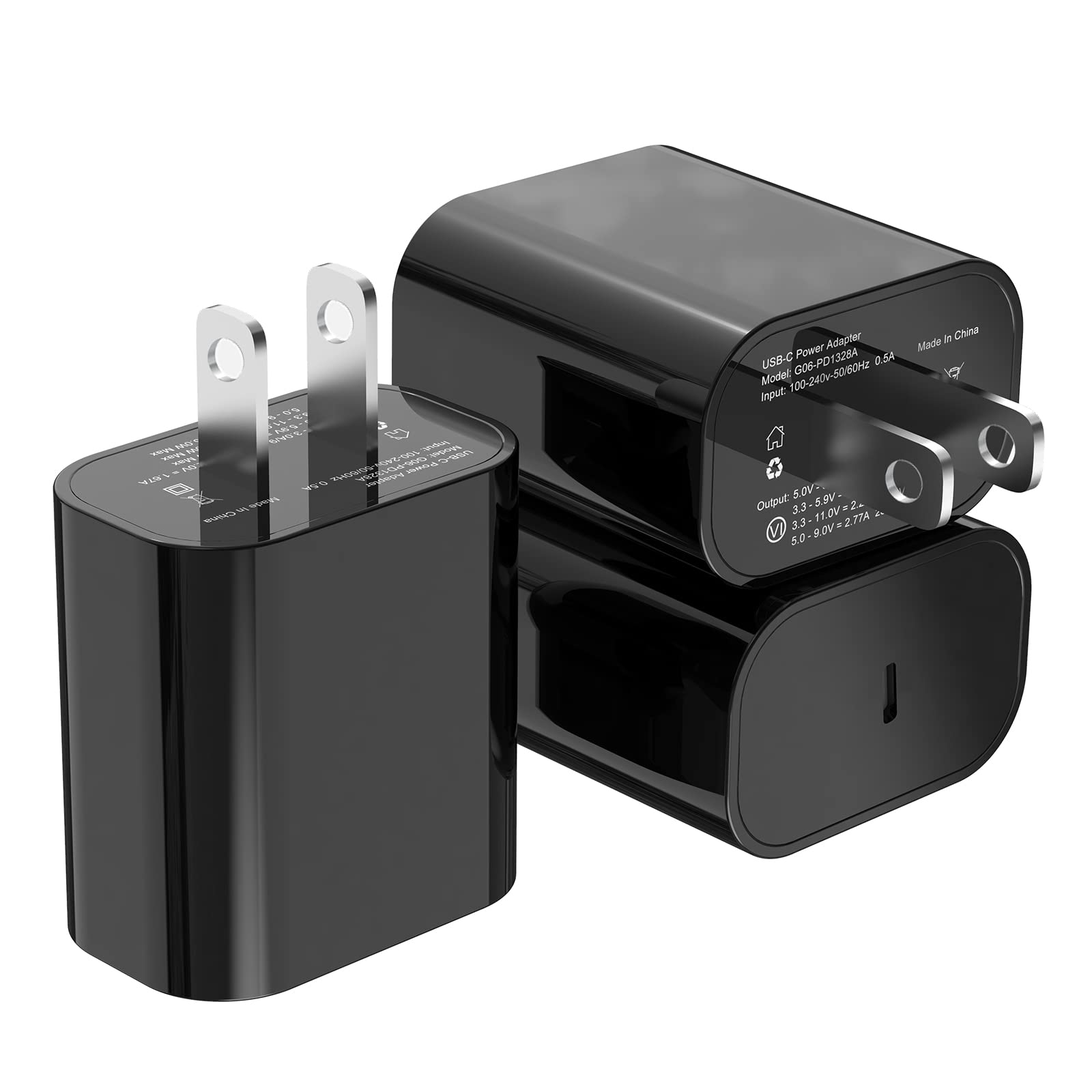 3-Pack 20W USB C Fast Charger Block - PD Type C Wall Charger Power Adapter for iPhone 14/14 Plus/14 Pro/14 Pro Max/13/12/SE/XS, iPad Pro & AirPods Pro | Quick Charging for Home, Office & Travel