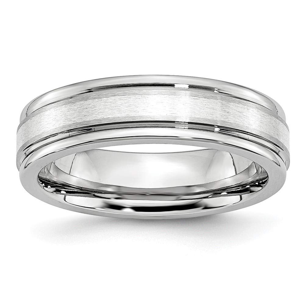 Cobalt Chromium 925 Sterling Silver Polished Engravable Round Edge Inlay Satin Finish 6mm Wedding Band Ring for Women - Size 7-13 | Perfect for Anniversary, Engagement, Promise & Everyday Jewelry Gifts