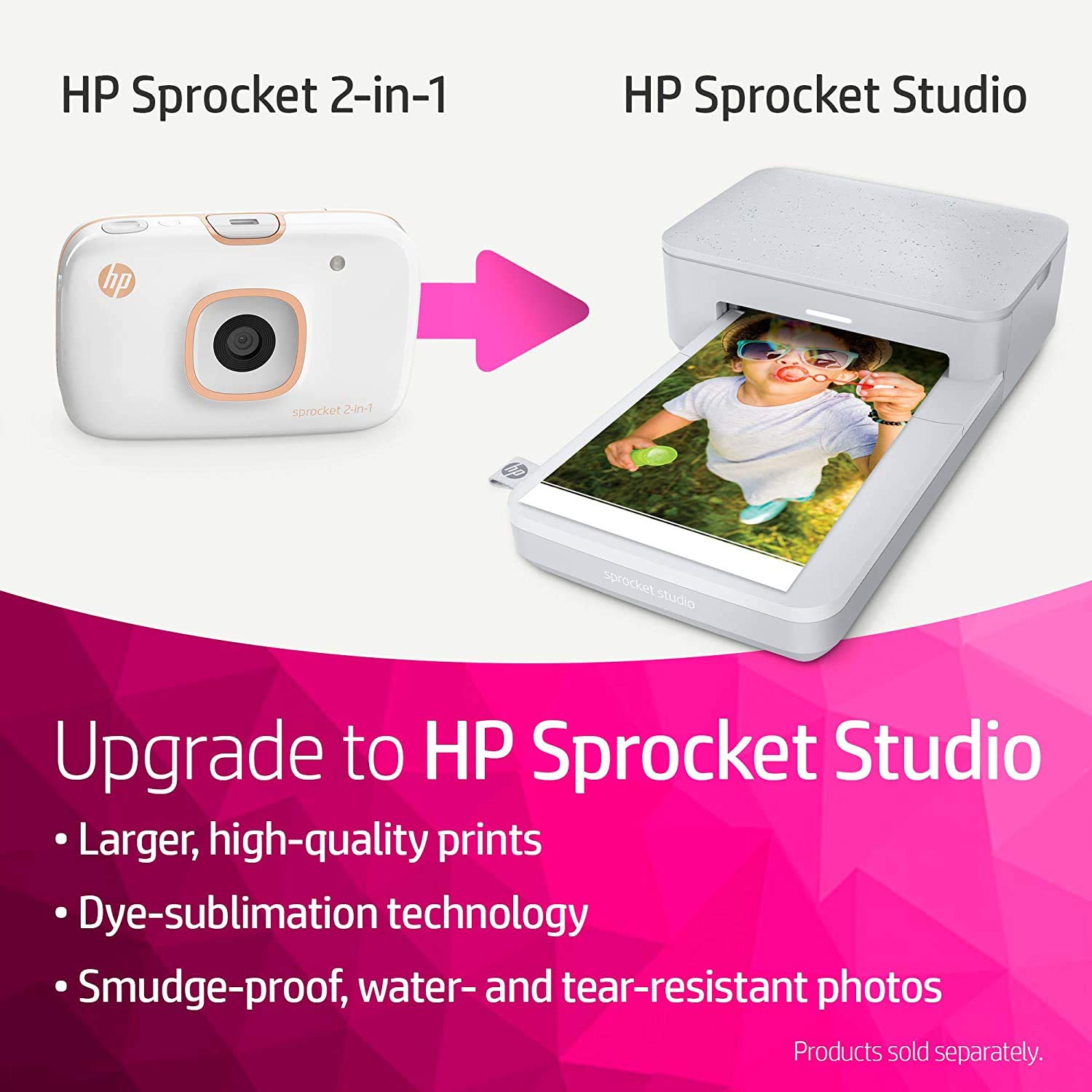 HP Sprocket 2-in-1 Portable Photo Printer & Instant Camera - Print 2x3