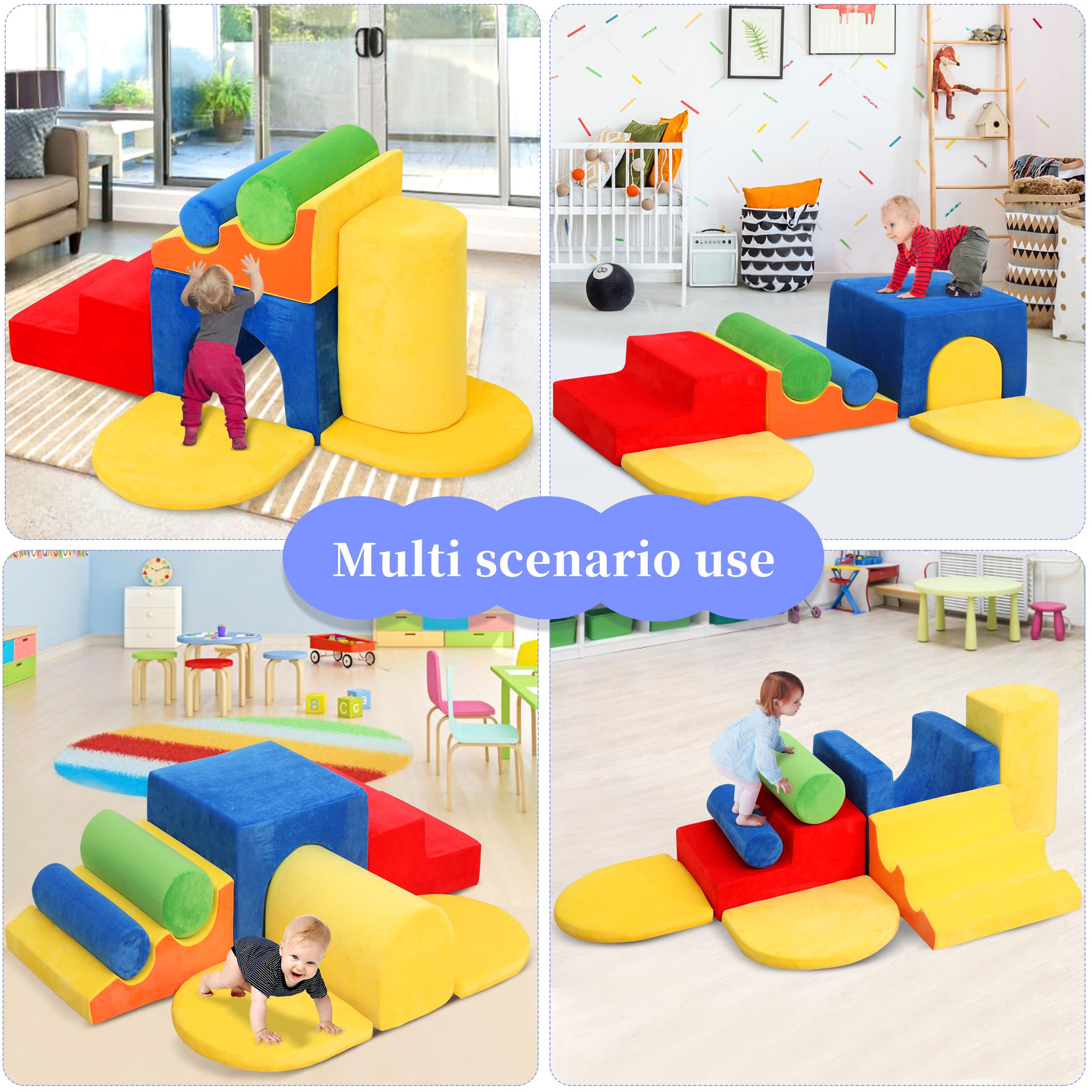 8-Piece Soft Foam Climbing Blocks for Toddlers 1-3 Years - Indoor Baby Play Gym Set for Safe Toddler Climbing Toys | Perfect for Home Playrooms, Daycares & Preschools