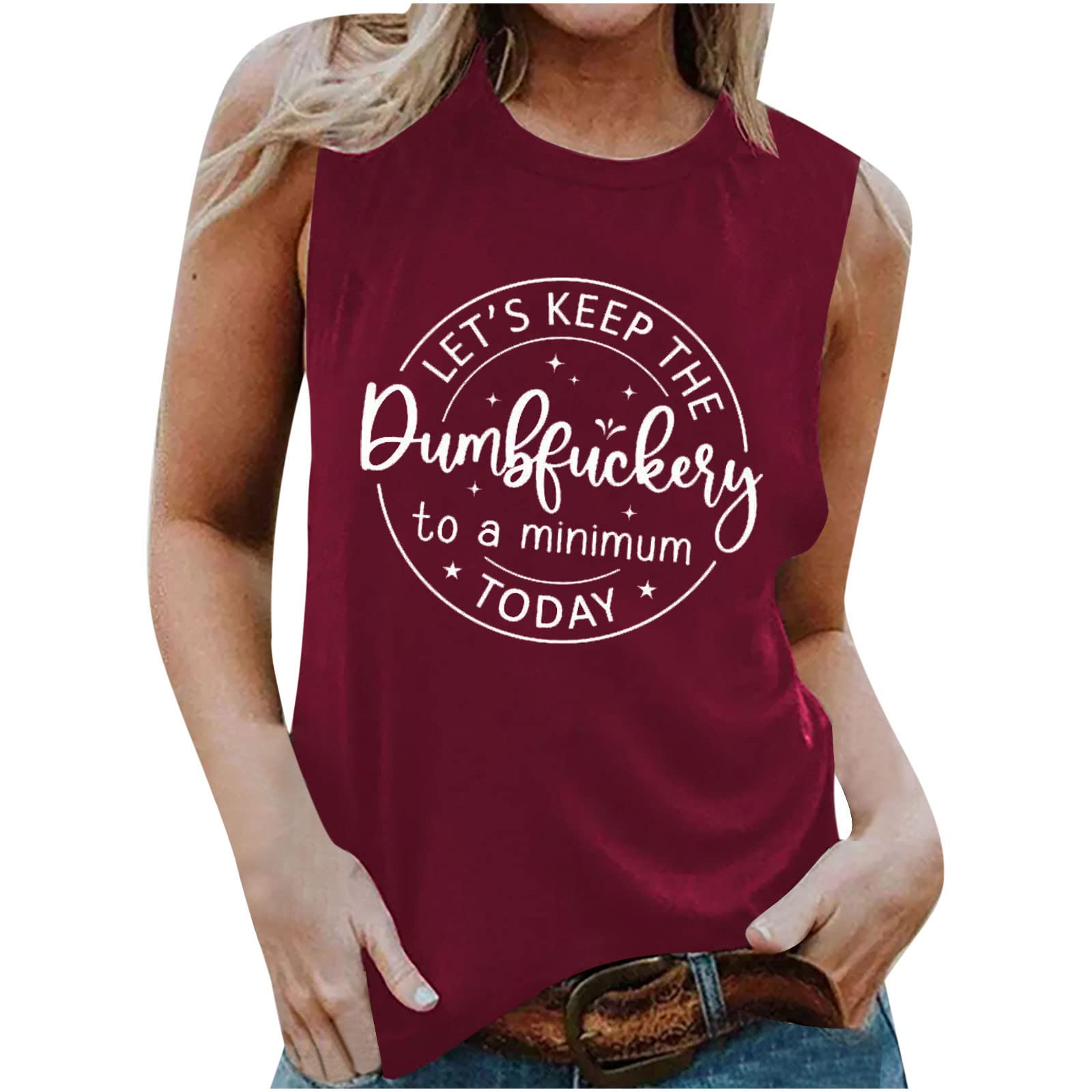 Women's Sleeveless Graphic Tank Top - Summer Vacation Cute Shirts for Casual Wear, Beach Outfits & Festival Fashion | Trendy Comfortable Sleeveless Tee