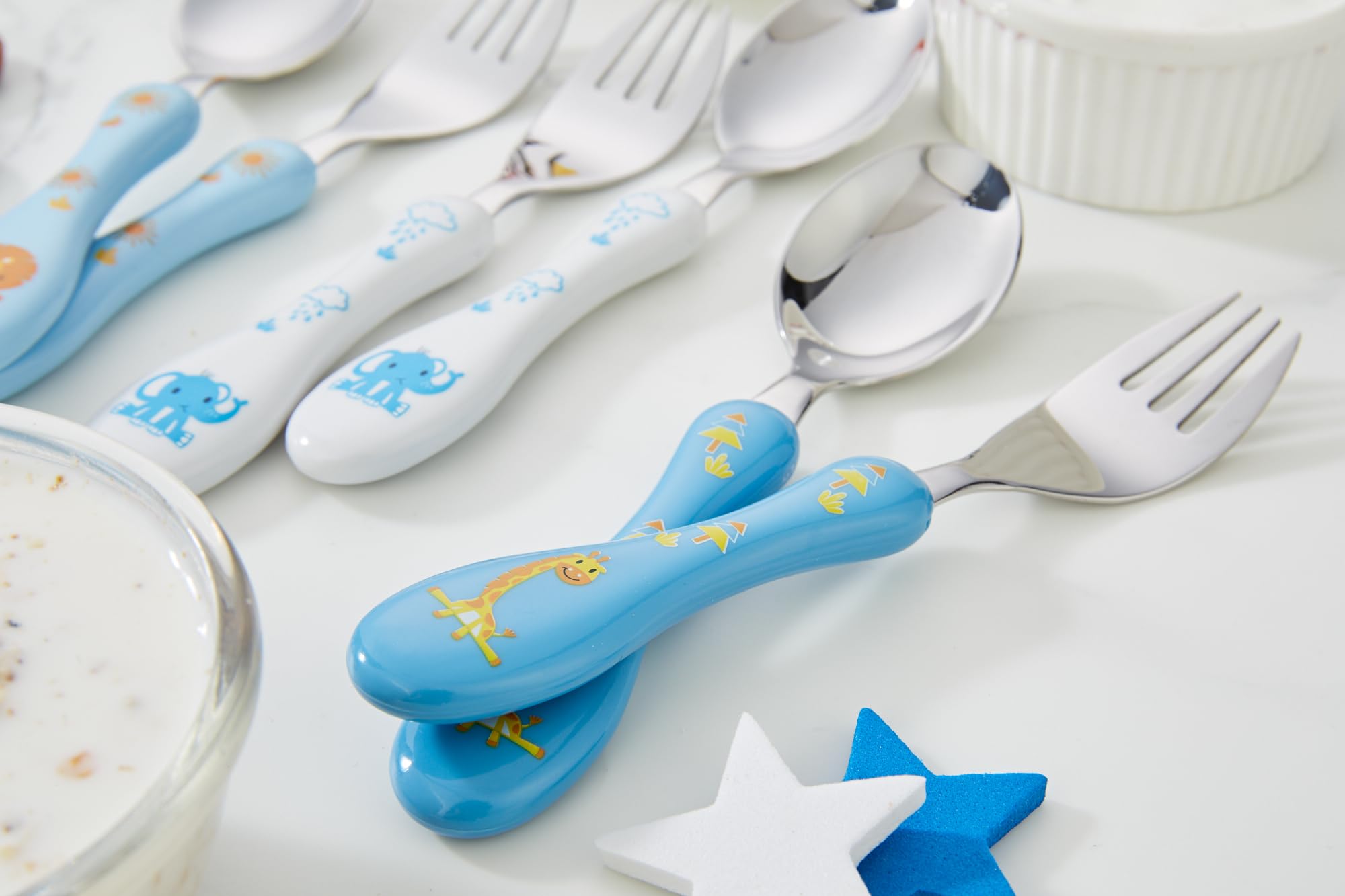 ANNOVA Kids Silverware 6-Piece Set - Stainless Steel Toddler Utensils with 3 Forks & 3 Spoons - BPA-Free, Knife-Free Safe Cutlery for Lunch Boxes & School Meals (Blue) - Perfect for Preschool, Daycare & Family Dining