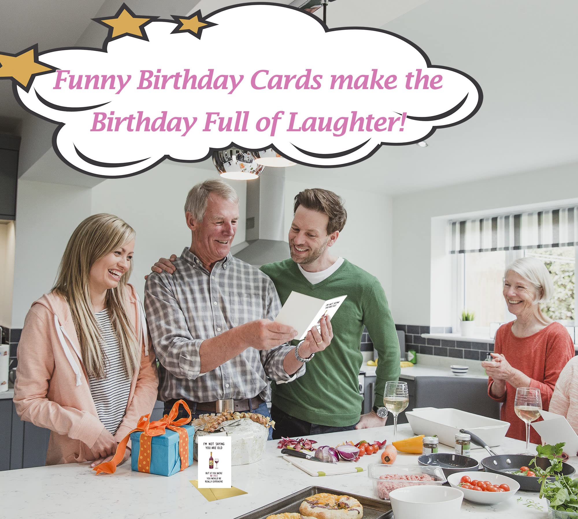 Funny Wine Birthday Cards for Men & Women - 30th 40th 50th 60th 70th Birthday Gifts for Husband Wife Boyfriend - Humorous Greeting Cards for Brother Sister Grandma Grandpa with Stickers & Envelopes - Perfect for Wine Lovers' Celebrations & Party Favors