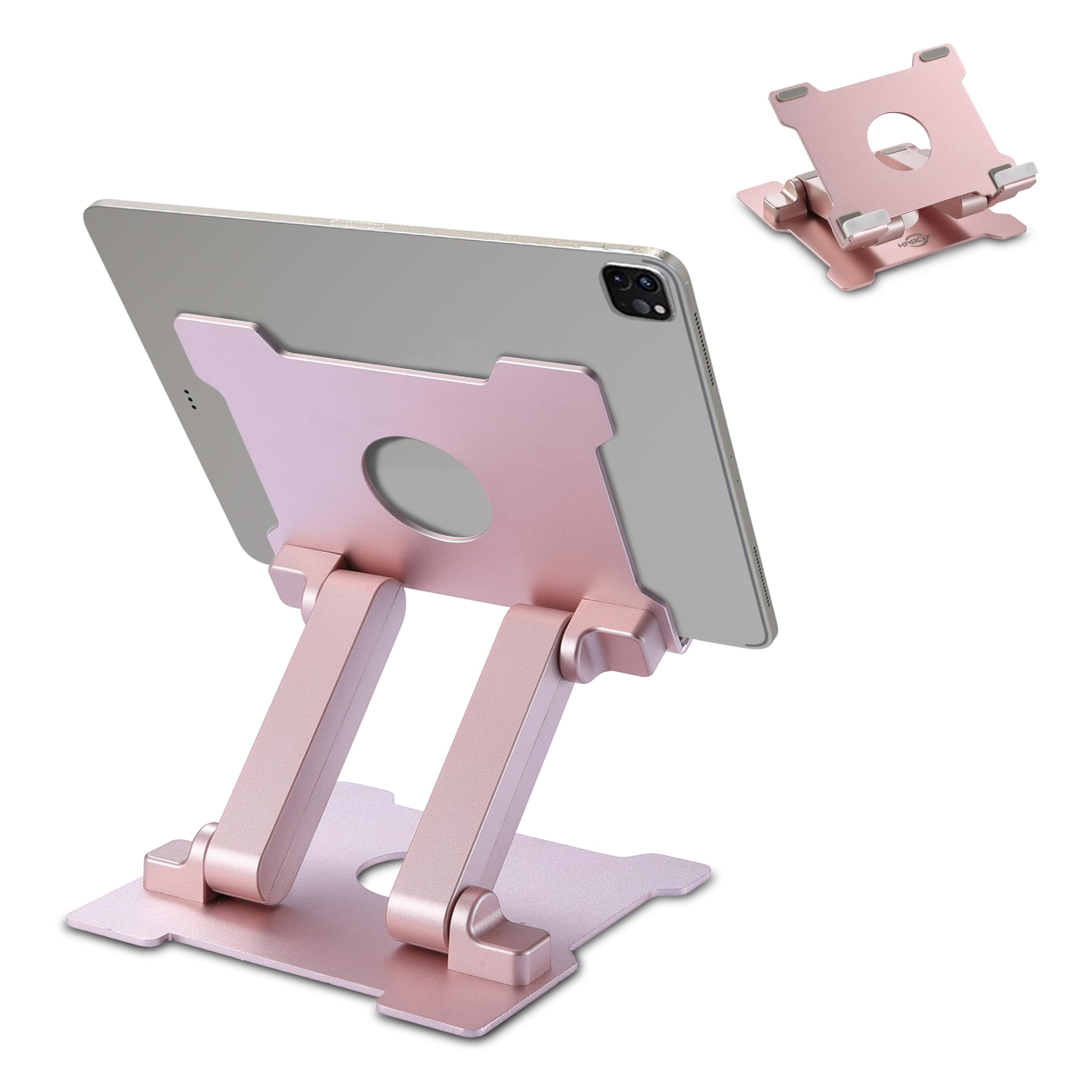 KABCON Adjustable Aluminum Tablet Stand Holder - Eye-Level Desktop Stand for iPad, Microsoft Surface, Samsung Galaxy, Kindle Fire & 10-15 Inch Tablets (Pink) | Perfect for Work, Study, Video Calls & Hands-Free Viewing