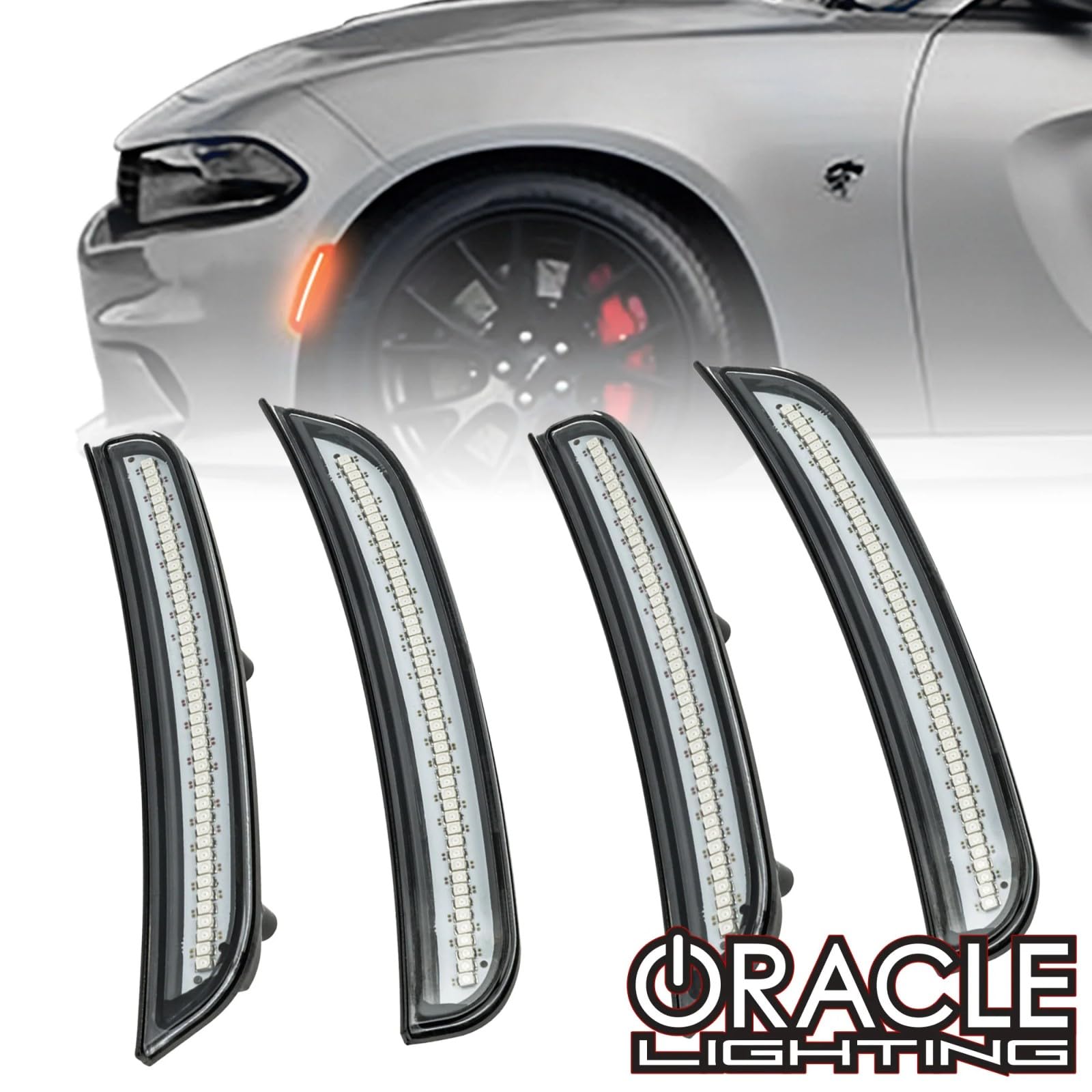 ORACLE Lighting 9880-019 Clear Lens Front & Rear SMD Sidemarkers for 2015-2020 Dodge Charger Concept - High Power 2835 Bridgelux LEDs with Laser-Like Appearance - Perfect for Car Customization & Nighttime Visibility