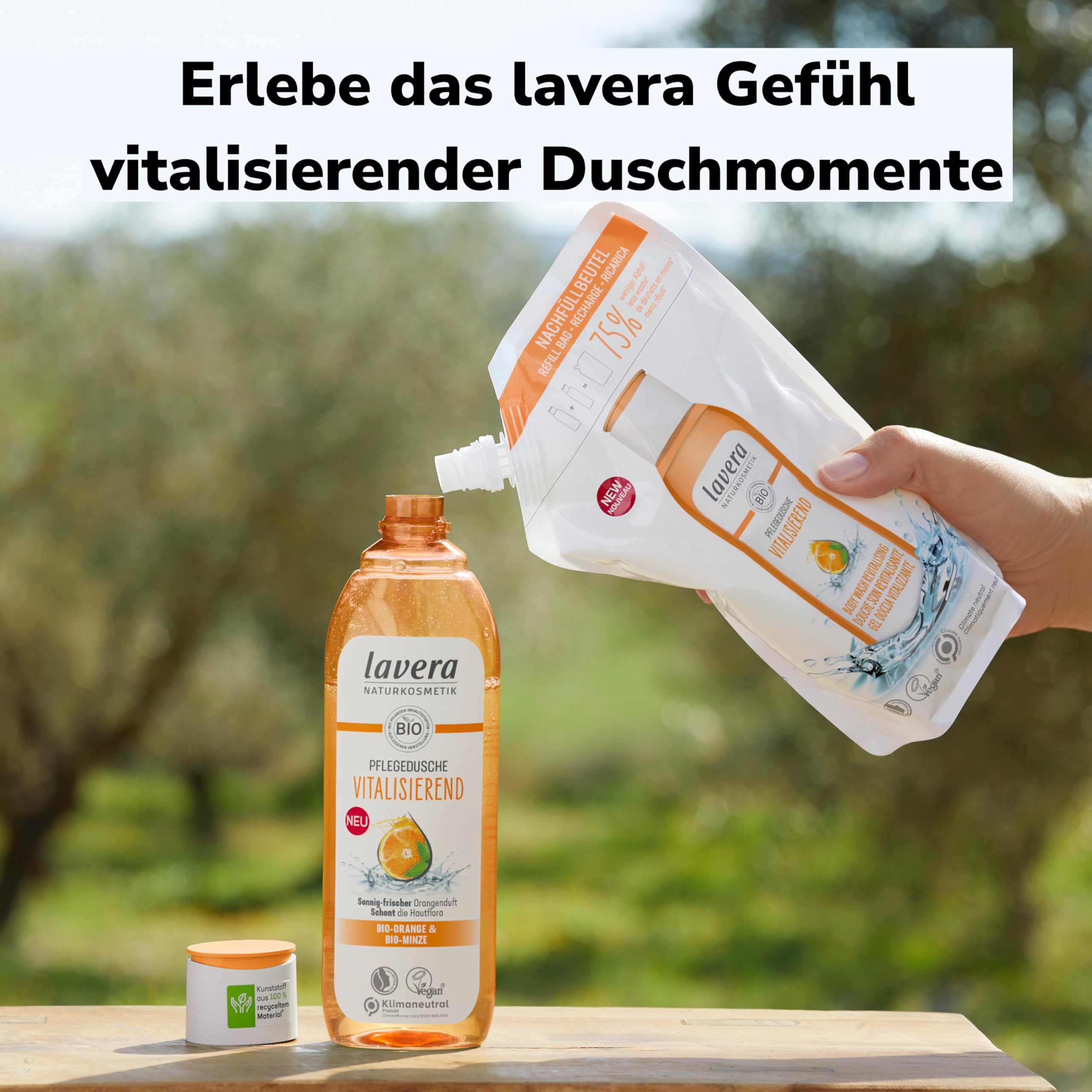 Organic Lavera Body Wash - Vegan Shower Gel with Orange & Mint for Gentle Cleansing - 500ml