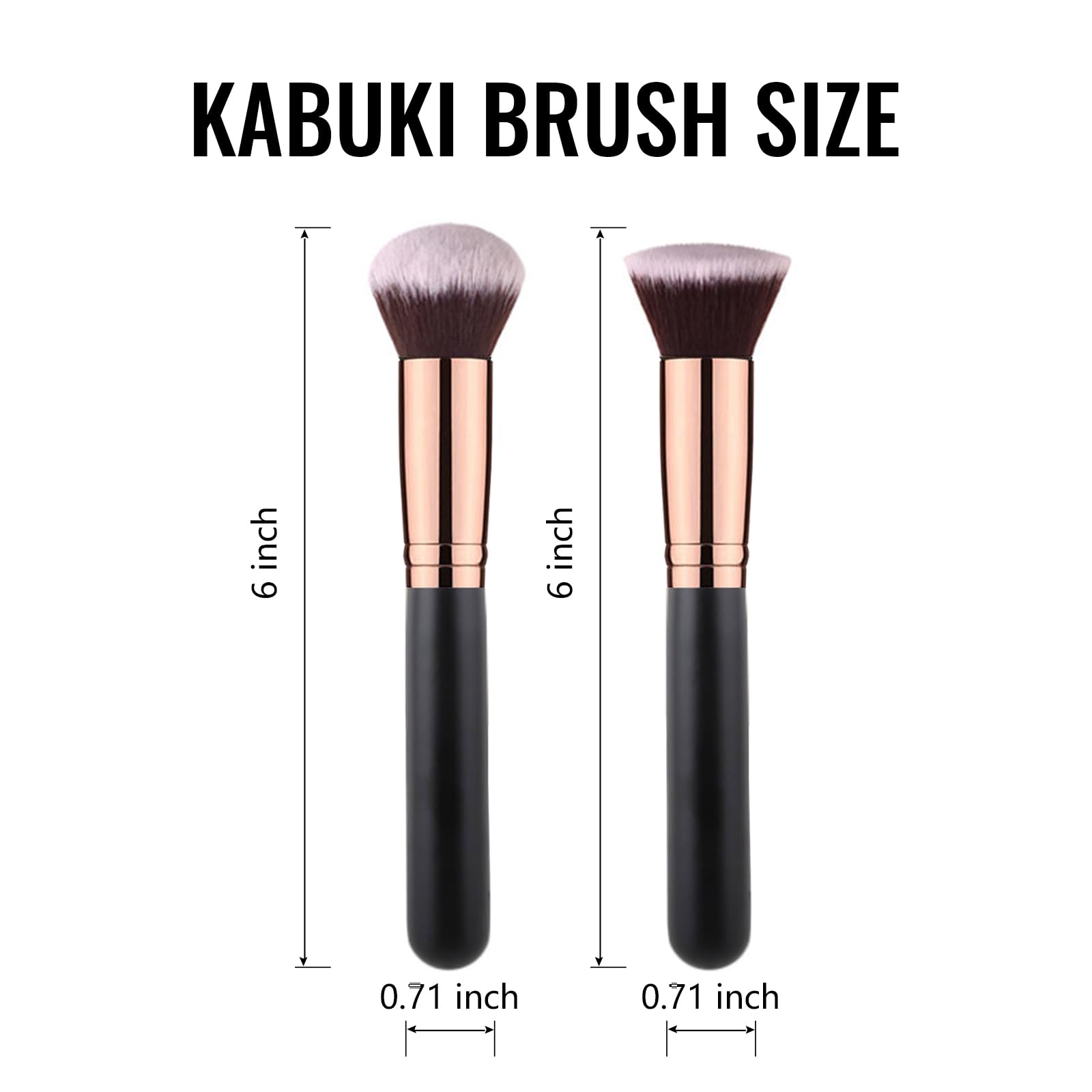 2-Piece Professional Kabuki Foundation Brush Set - Round Top Face & Body Makeup Brush for Liquid, Cream & Powder - Perfect for Blending & Buffing - Ideal for Daily Makeup, Contouring & Professional Use