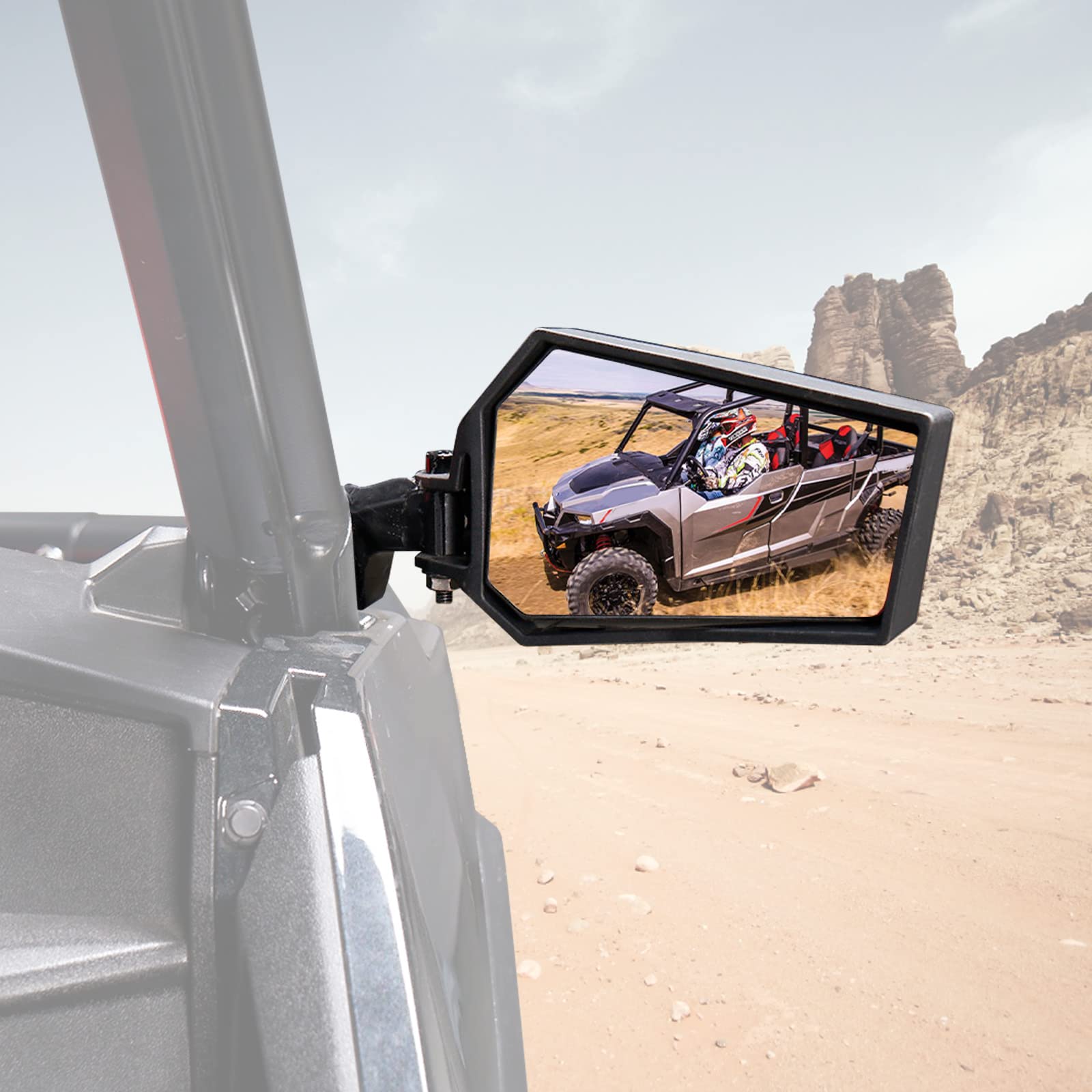 Polaris General 1000/4 1000 / XP 1000 / XP 4 1000 2016-2024 Adjustable Breakaway Folding Convex Side Rear View Mirrors - 2PCS UTV Accessories for Off-Roading & Trail Riding