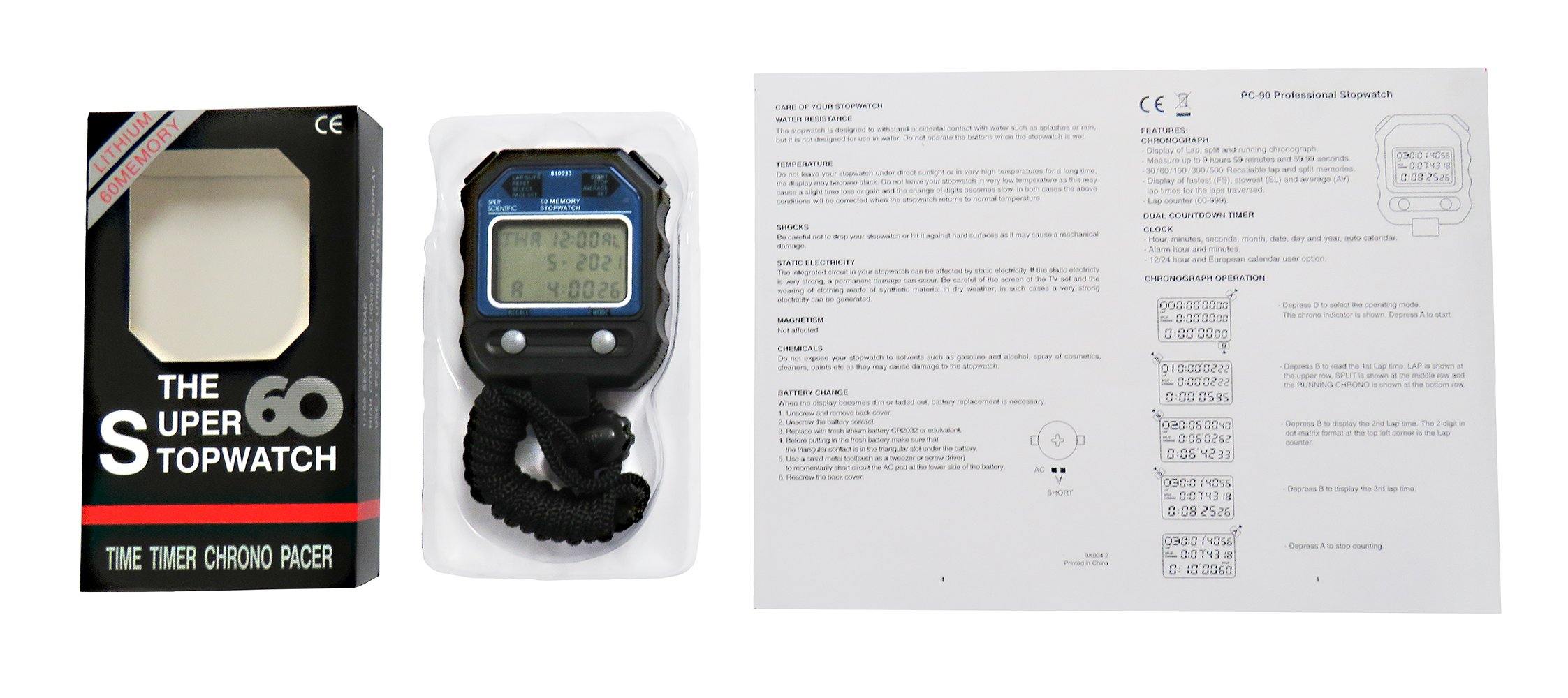 60 Memory Stopwatch - High Precision Digital Sports Timer with Lap/Split Function for Running, Swimming, and Training - Perfect for Coaches, Athletes, and Fitness Enthusiasts
