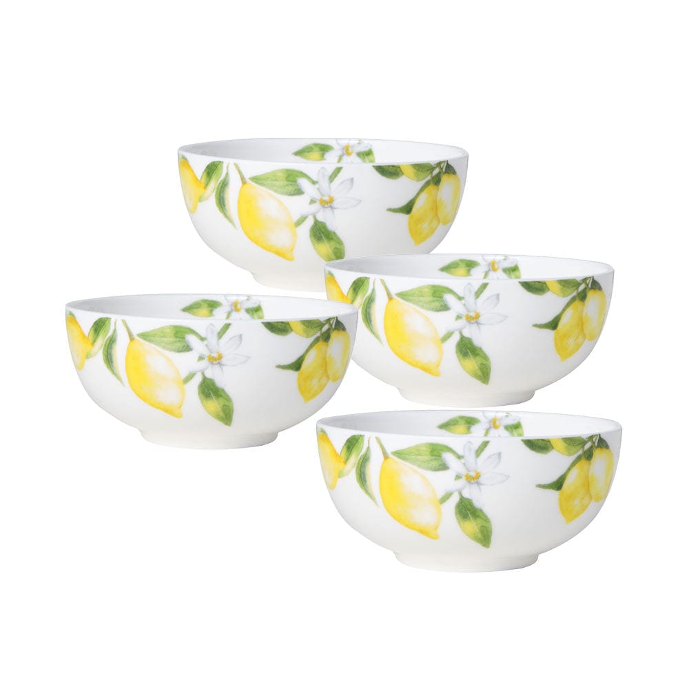 4-Piece Lemon Fruit Bowl Set - Durable Ceramic Serving Bowls for Kitchen, Dining & Party Decor - Perfect for Salads, Snacks & Centerpieces