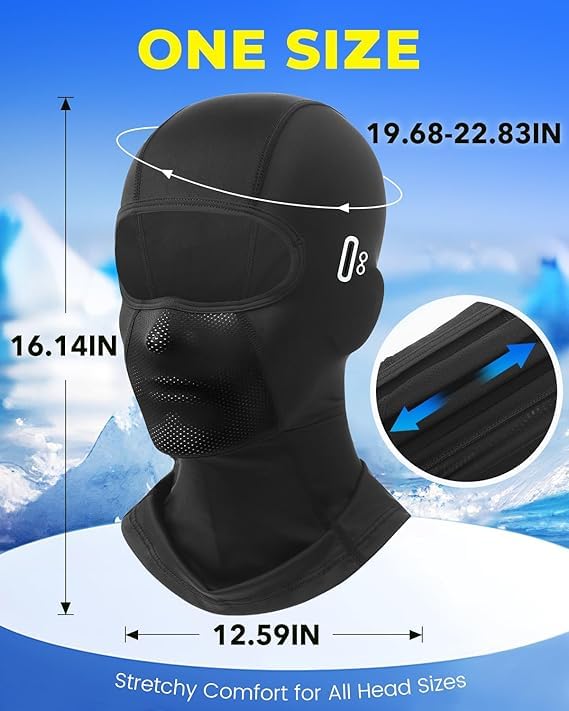 Venswell Balaclava Face Mask with Glasses Holes - Cooling Breathable Ski Mask for Men & Women - Perfect for Motorcycle Riding, Skiing, Work & Sun Protection