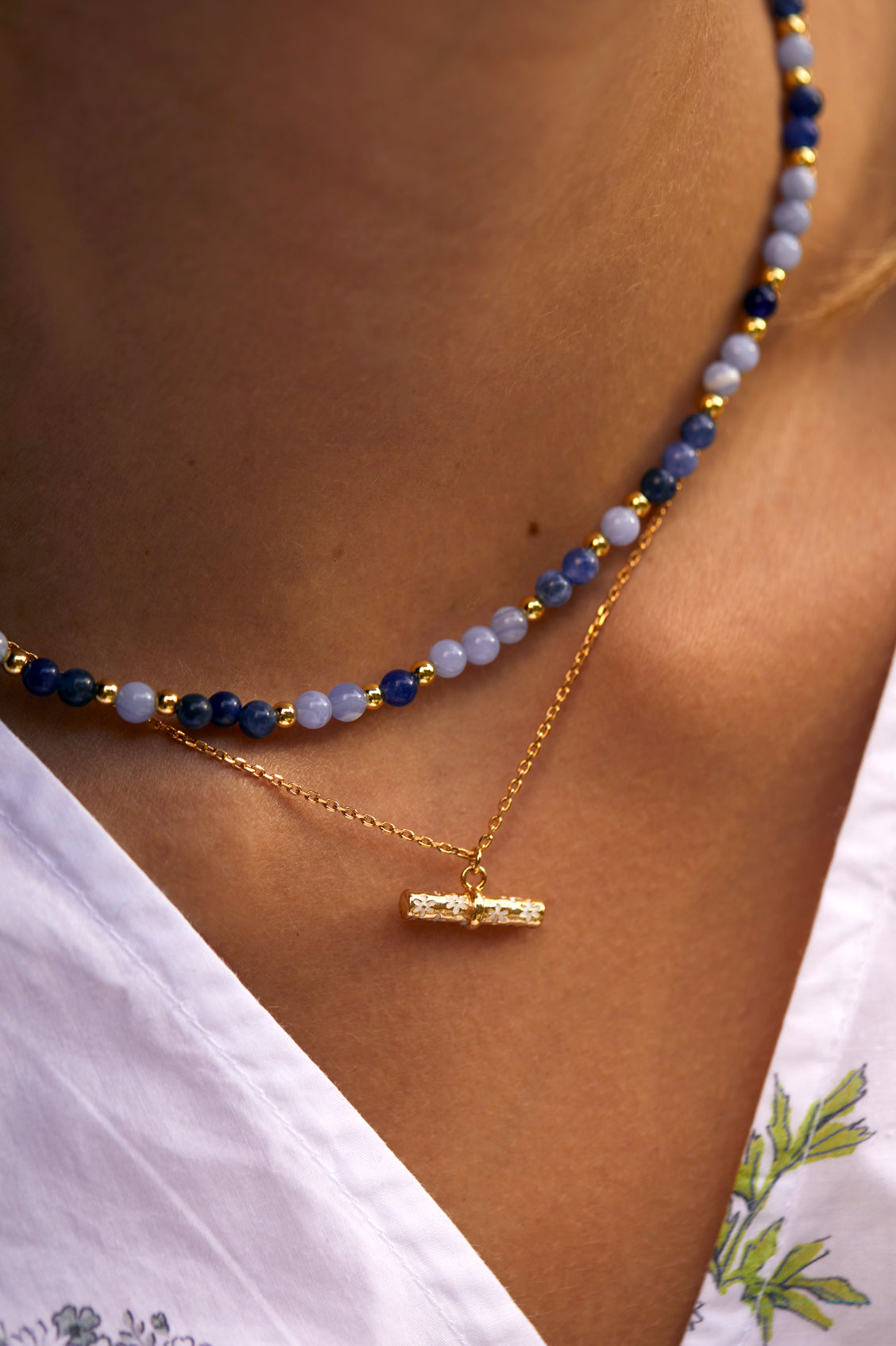 Elegant T Bar Beaded Necklace for Women - Minimalist Layering Jewelry Gift for Birthday, Anniversary & Everyday Wear