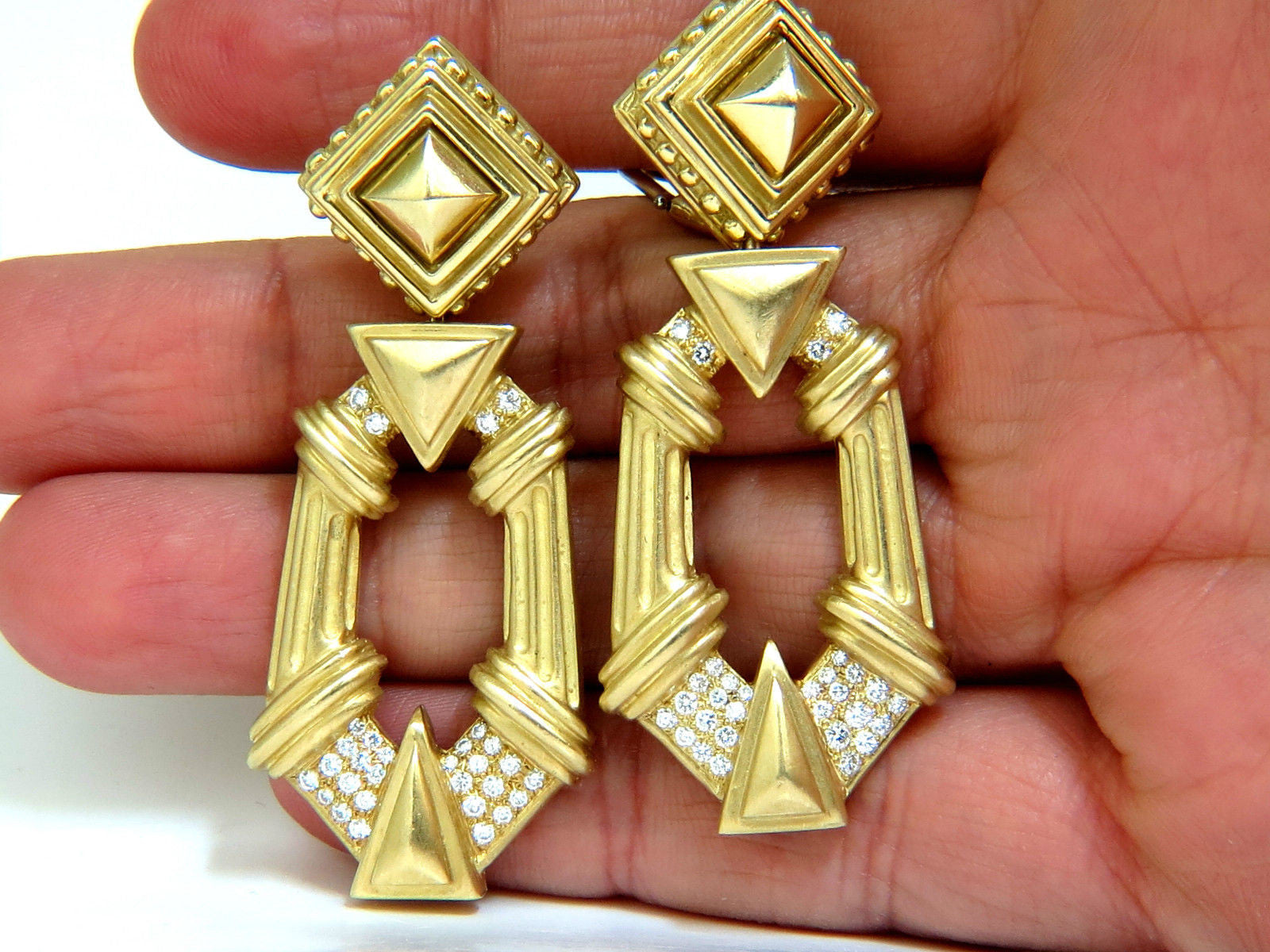 18K Byzantine Diamond Door Knocker Earrings by ESTI FREDERICA - Luxury Statement Jewelry for Women, Perfect for Weddings, Parties & Special Occasions