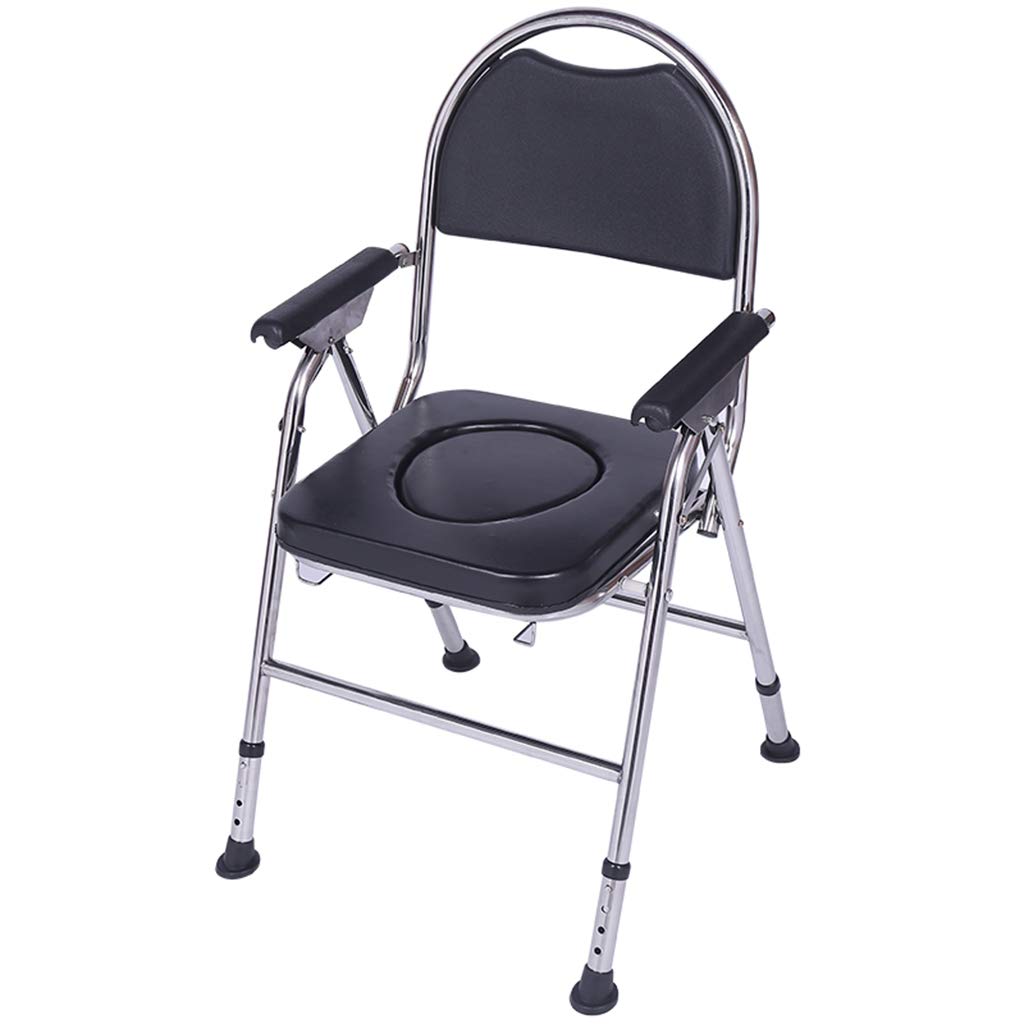 Non-Slip Portable Toilet Bedside Commode Chair - Folding Shower Chair with Safety Stainless Steel Frame - Elderly & Disabled Bathroom Support for Home Care & Hospital Use