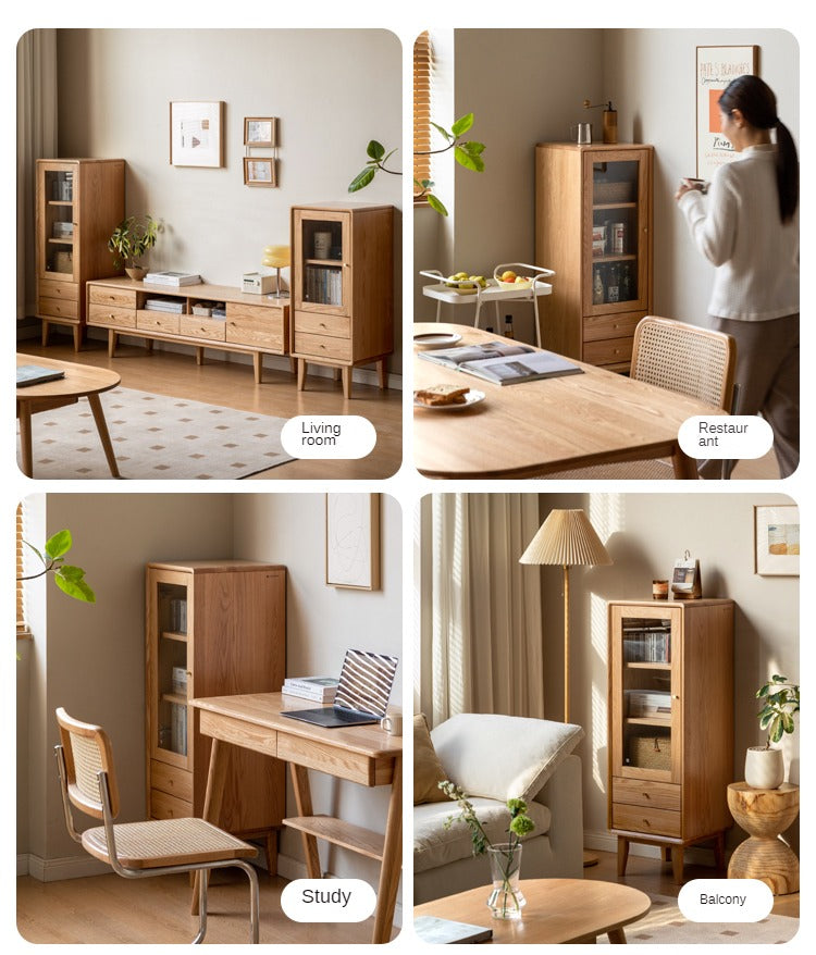 Solid Oak Wood Side Cabinet - Rustic Storage Cabinet for Living Room, Bedroom, or Entryway - Perfect for Organizing Books, Decor & Essentials