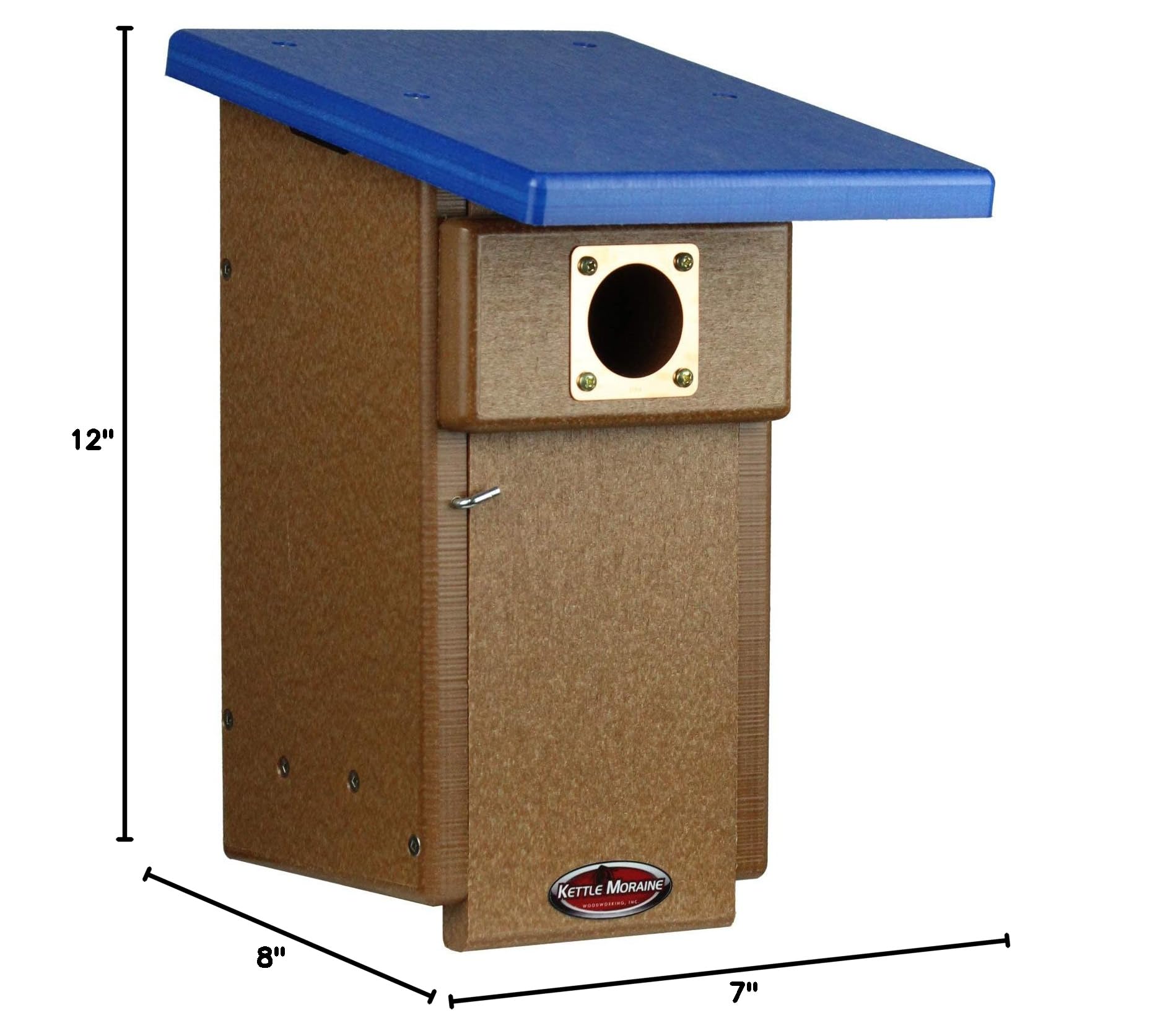 Eastern Bluebird Recycled Nest Box with Pole - Eco-Friendly Bird House for Backyard & Garden - Attract Bluebirds & Enhance Wildlife Habitat (Blue/Chocolate)