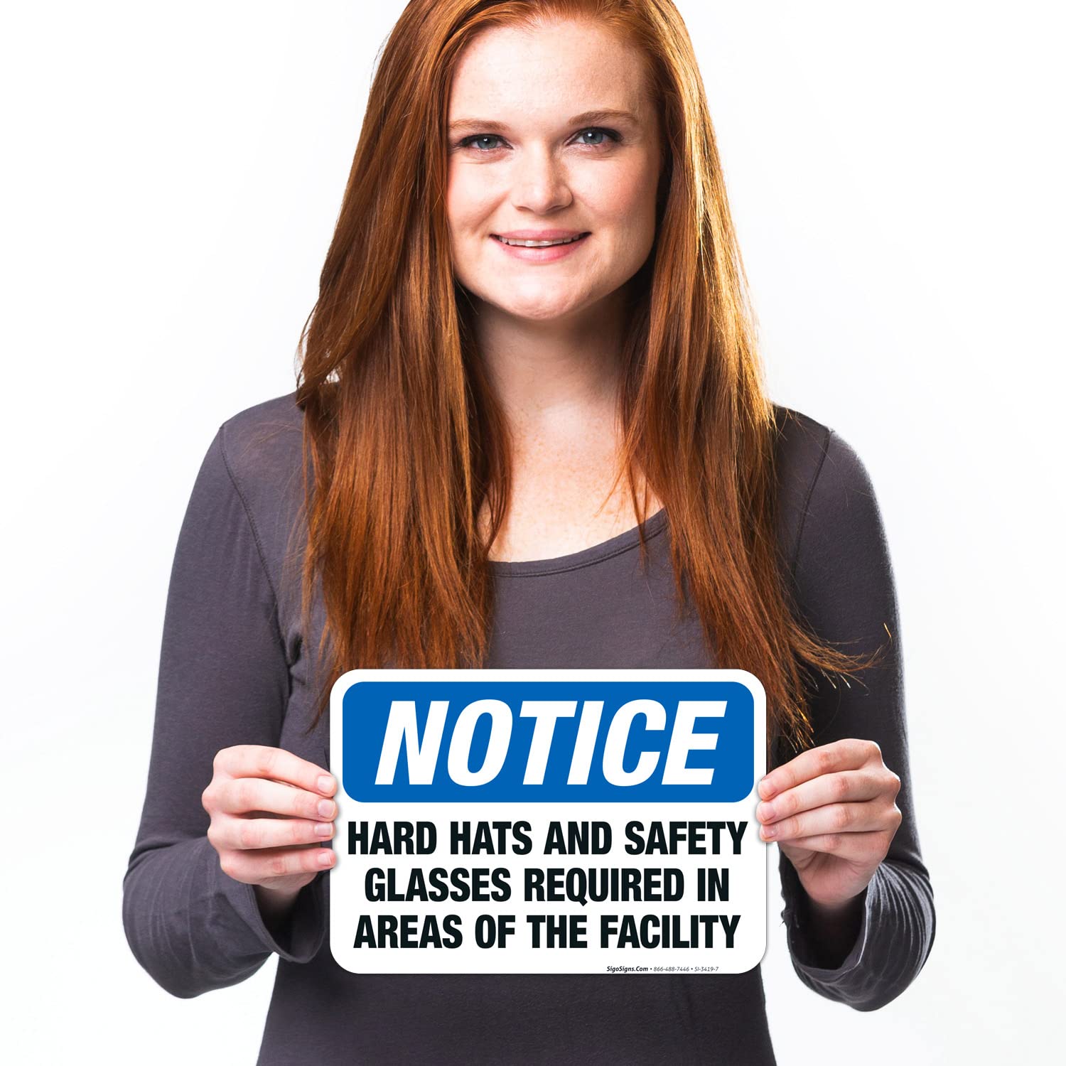OSHA Compliant Facility Safety Signs - 10x7 Inch Hard Hat & Safety Glasses Required Vinyl Decal | Durable 4 Mil Weatherproof & UV Resistant Sticker | Made in USA | Perfect for Construction Sites, Warehouses & Industrial Areas