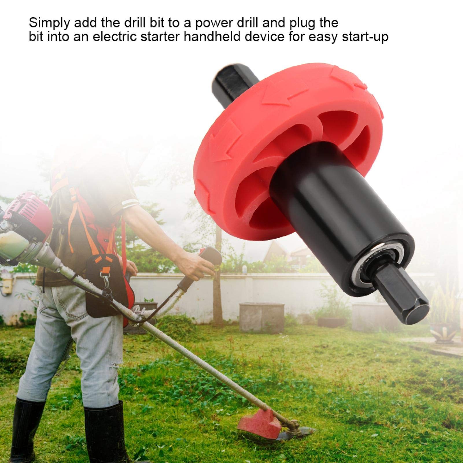 Voluxe Electric Start Drill Bit - CRV Steel Red & Black Engine Starter Adapter with Storage Bag | Compatible with Most Electric Engines | Perfect for DIY Repairs, Automotive Maintenance & Home Improvement Projects