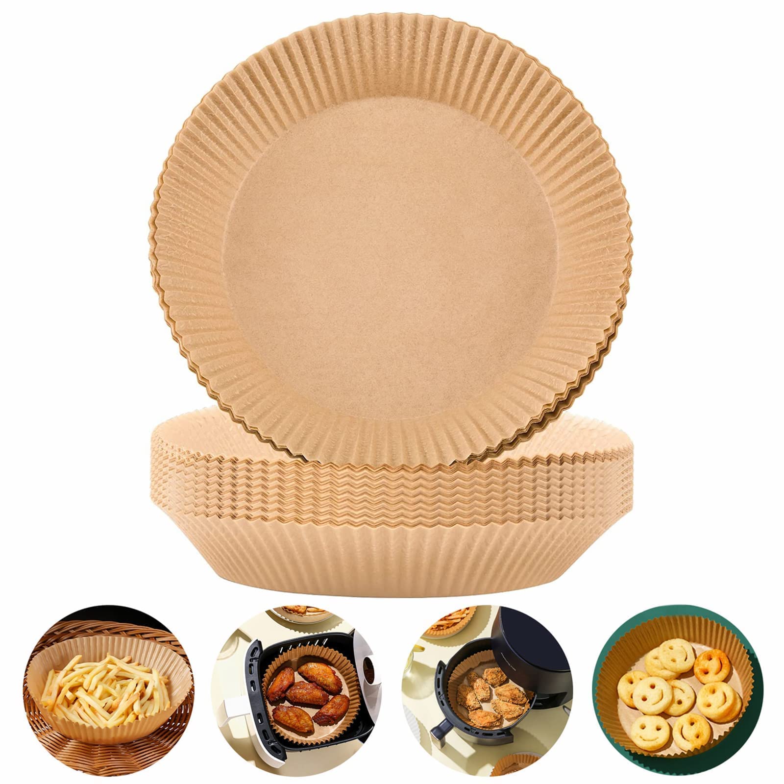 Non-Stick Air Fryer Disposable Parchment Paper Liners - 100pcs Natural Baking Sheets for Cooking, Roasting & Microwaving | Perfect for Air Fryer, Oven & Microwave Safe Use