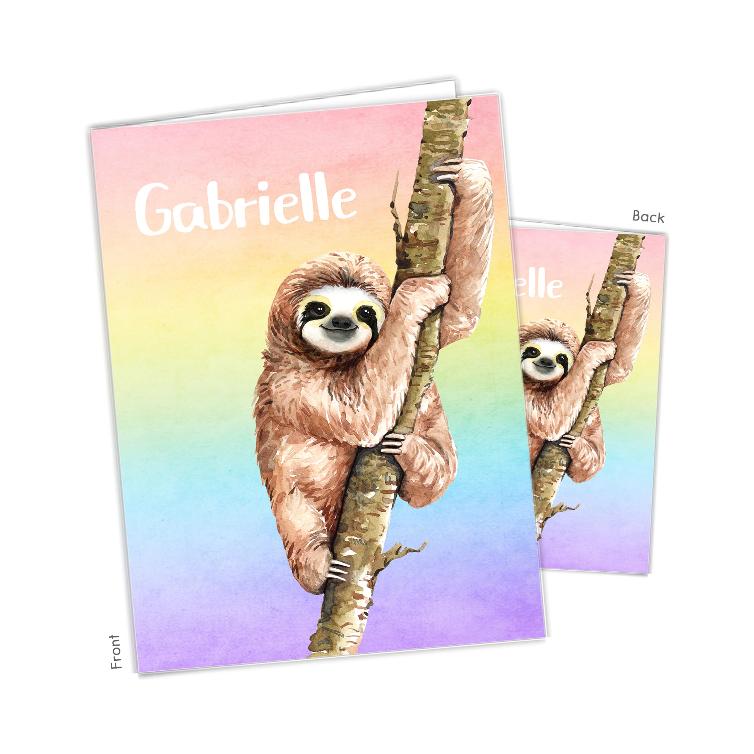 Custom Personalized Rainbow Sloth Pocket Folder - Back to School Supplies, Teacher Gifts, Office & Birthday Present for Kids, Boys & Girls - Perfect for School Organization & Thoughtful Gifting
