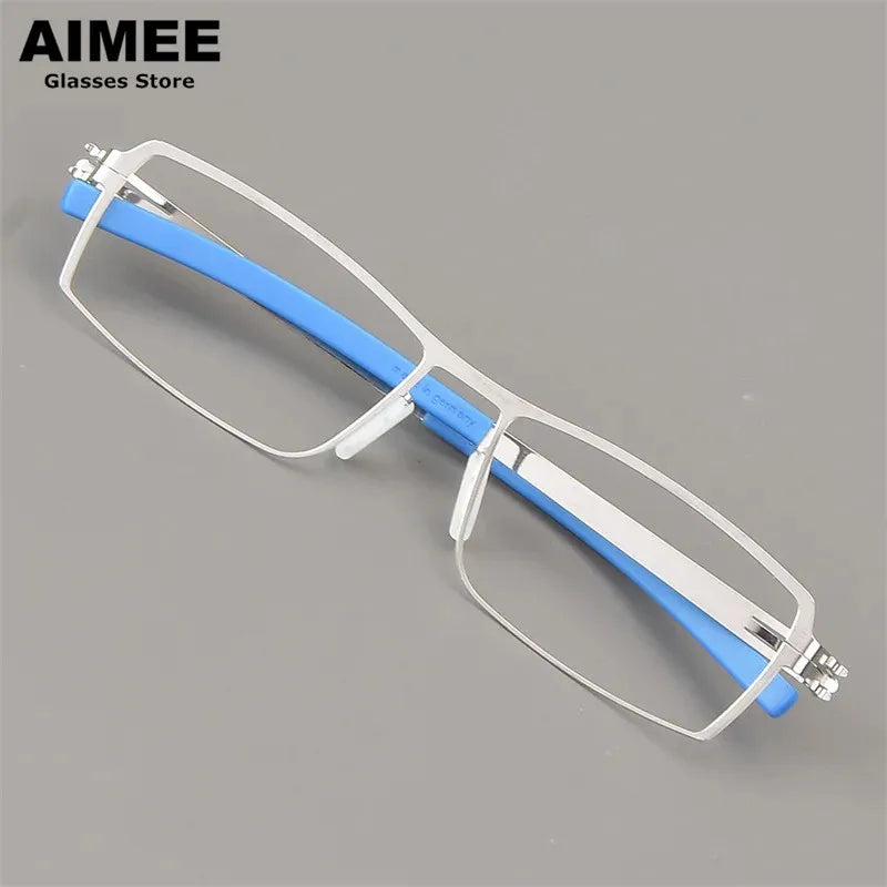 Aimee Unisex Full Rim Square Screwless Steel Eyeglasses Frame 65085 - Lightweight Durable Glasses for Men & Women - Perfect for Reading, Work, and Everyday Use