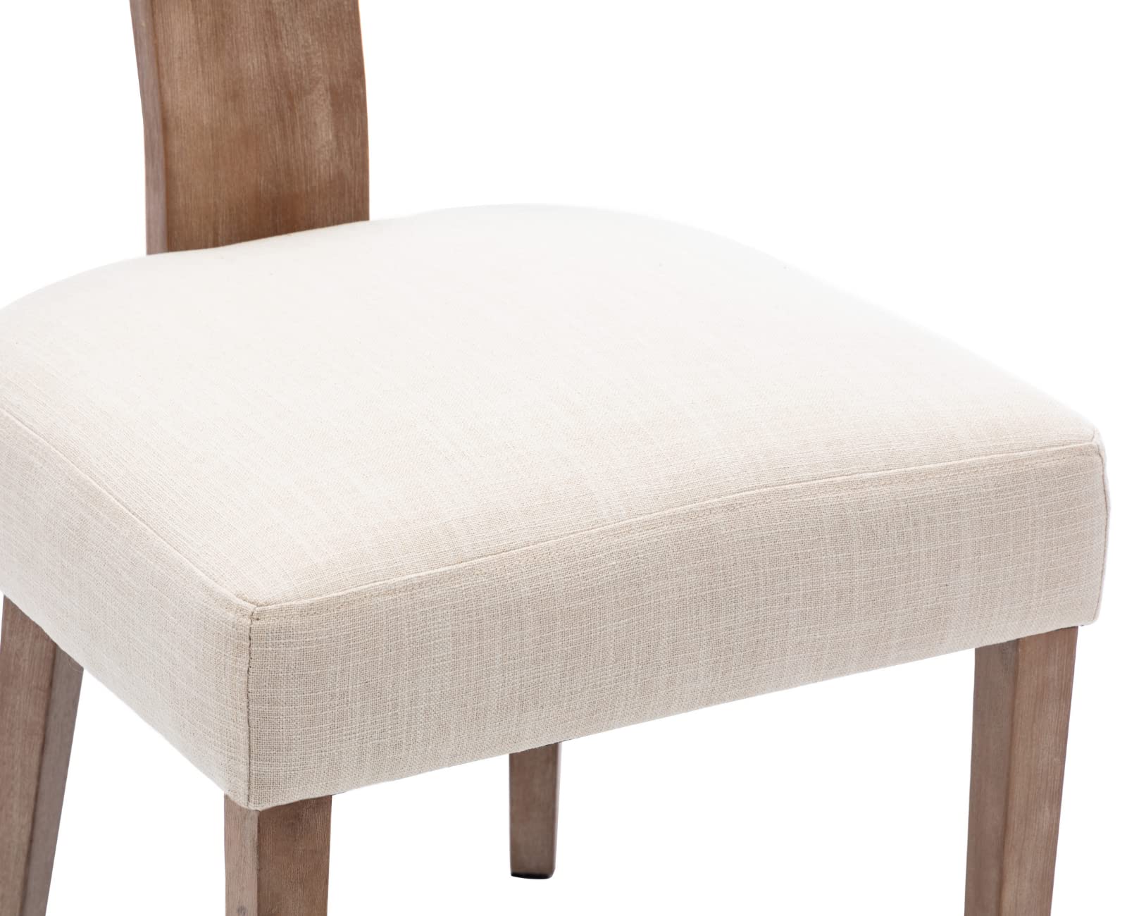 EALSON Mid Century Modern Dining Chairs Set of 2 - Linen Upholstered Kitchen Chairs with Wood Legs & Curved Back - Farmhouse Style Accent Chairs for Dining Room, Living Room, Kitchen - Beige - Perfect for Home Decor, Family Gatherings & Dinner Parties