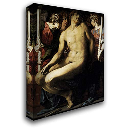Dead Christ with Angels 20x24 Canvas Wall Art - Rosso Fiorentino Religious Painting Reproduction - Perfect for Home Decor, Church, or Meditation Space