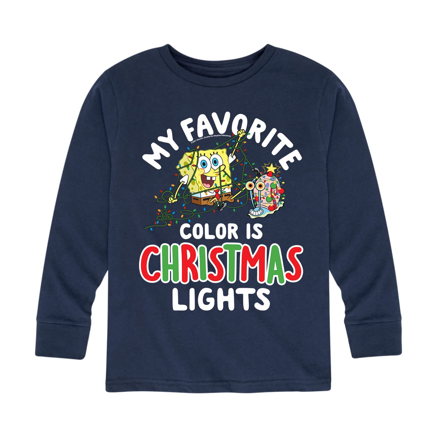 SpongeBob SquarePants Christmas & Hanukkah Long Sleeve T-Shirts for Toddlers & Kids - Holiday Family Matching Outfits for Christmas Photos & Winter Celebrations