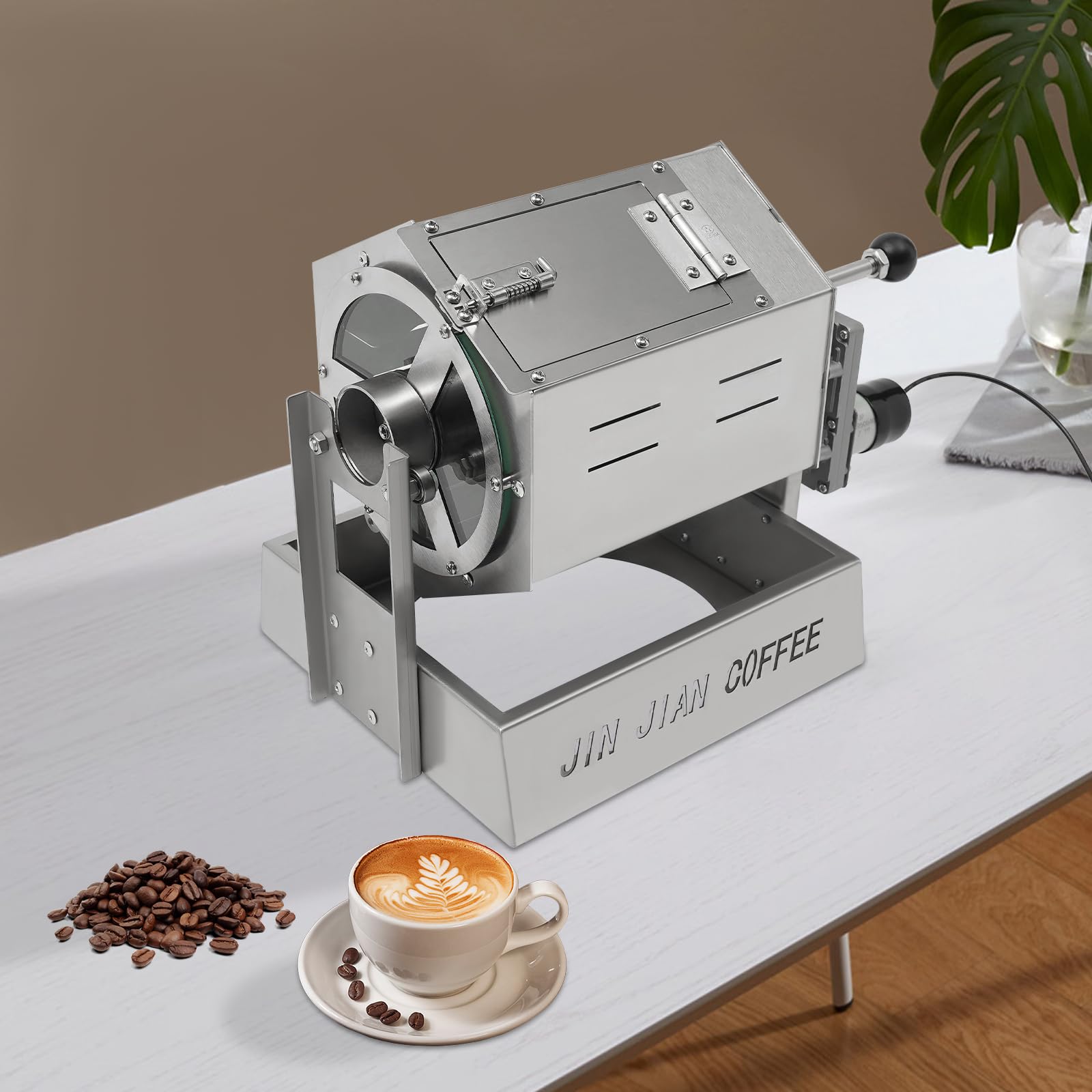 Premium Stainless Steel Drum Coffee Bean Roaster with Gas Burner - Perfect for Home Roasting, Coffee Shops & Small Batch Artisan Coffee Production